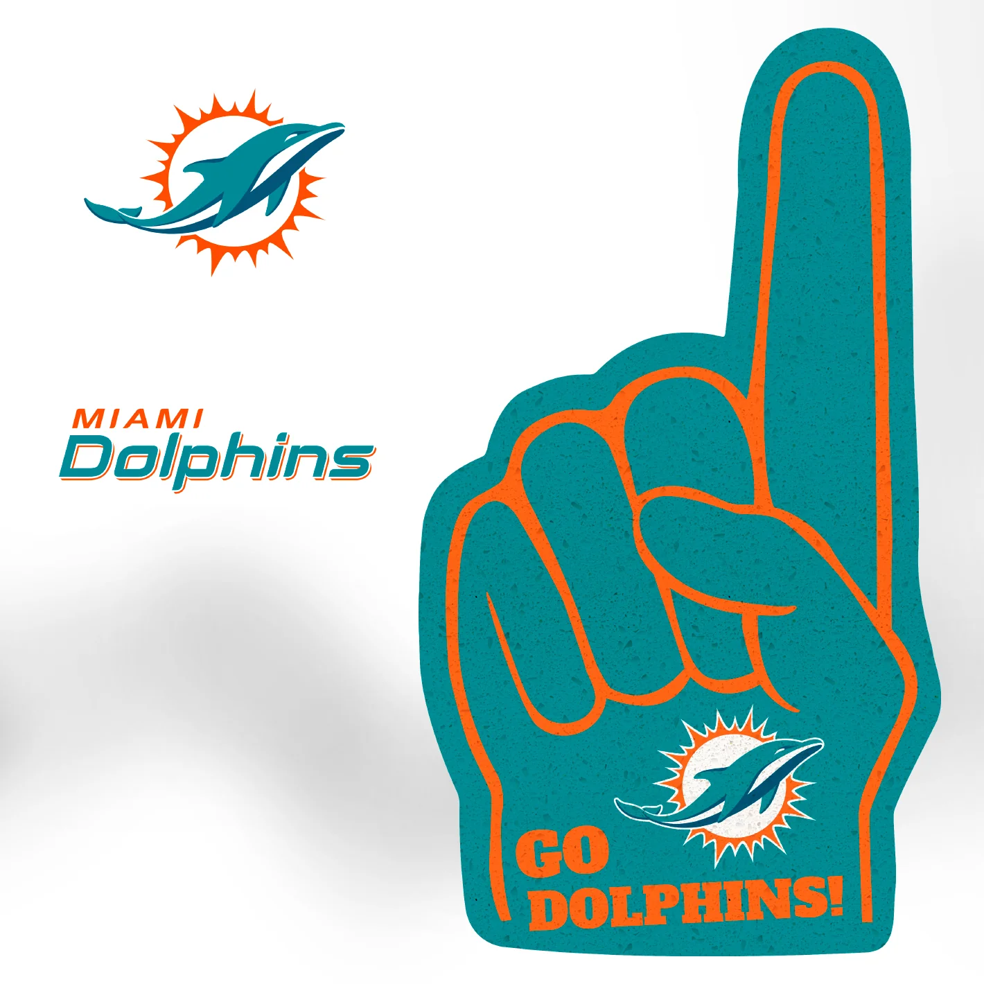 Miami Dolphins - RealBig Foam Finger Collection - Official NFL - Miami Dolphins - Reusable Vinyl Wall Decals - Image 4