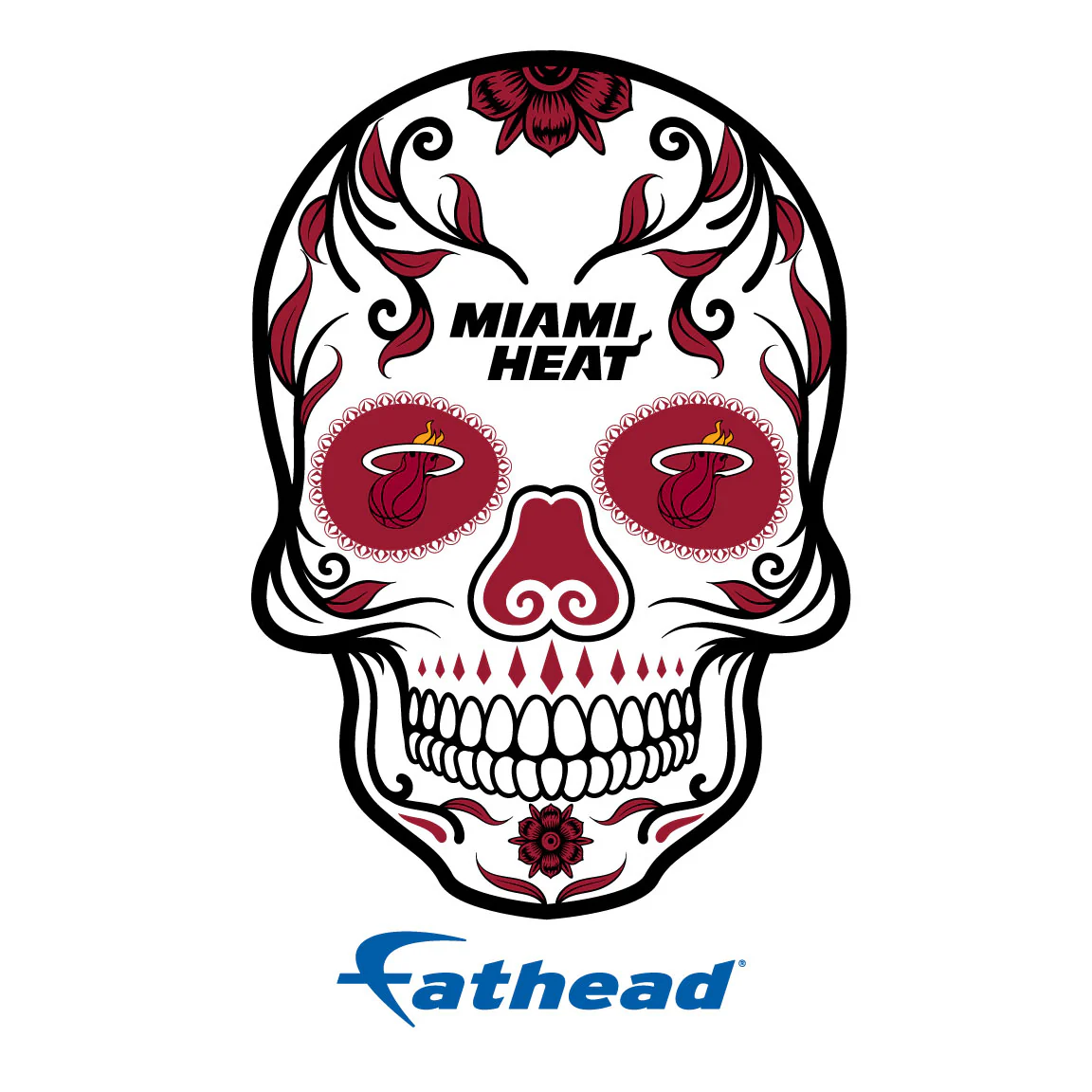 Miami Heat - 5 Sugar Skull Logo Minis (Mixed Sizes) - Official NBA - Reusable Vinyl Decals - Image 3