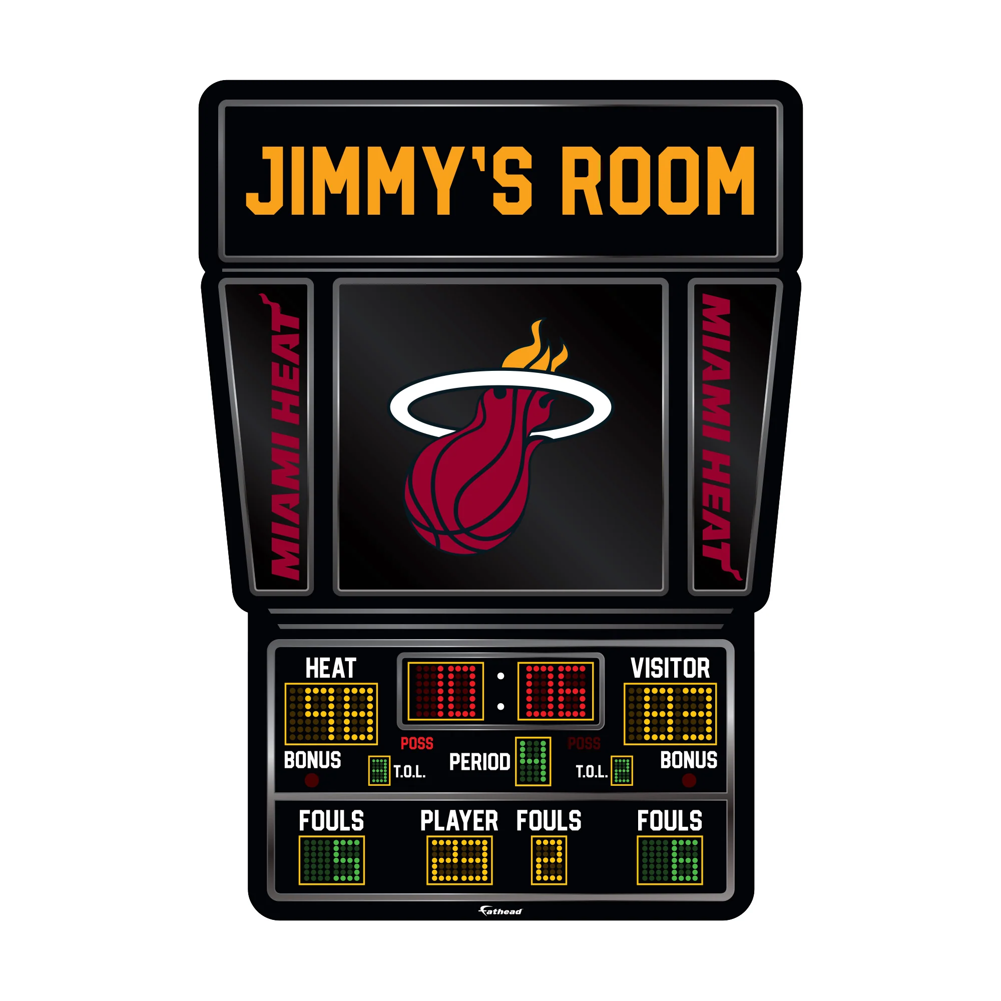 Miami Heat - Scoreboard Graphic - With Personalized Name - Official NBA - Vinyl Transfer Decal - Image 3