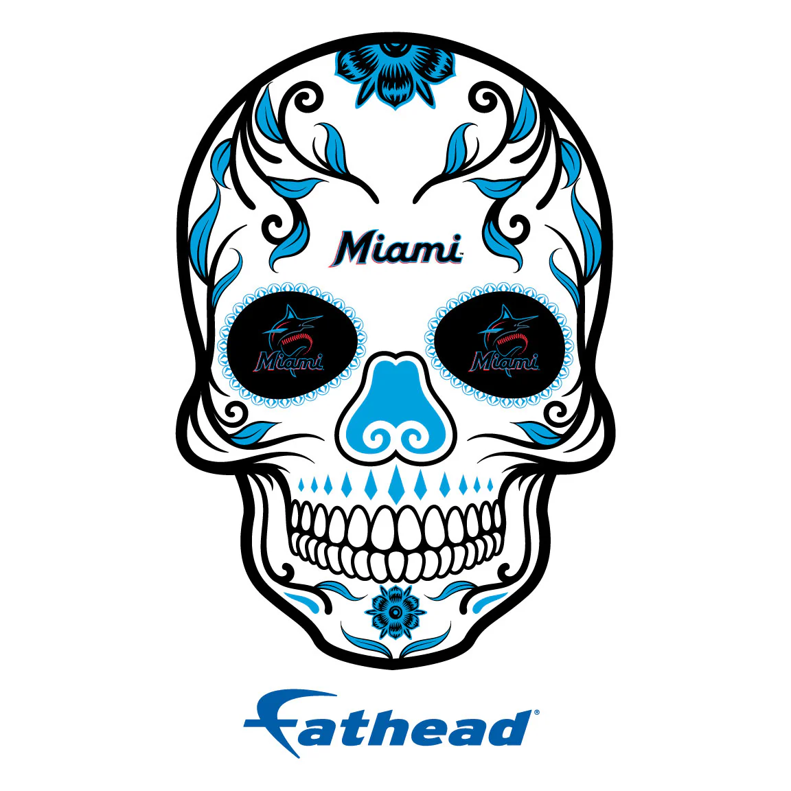 Miami Marlins - 5 Sugar Skull Logo Minis (Mixed Sizes) - Official MLB - Reusable Vinyl Decals - Image 3