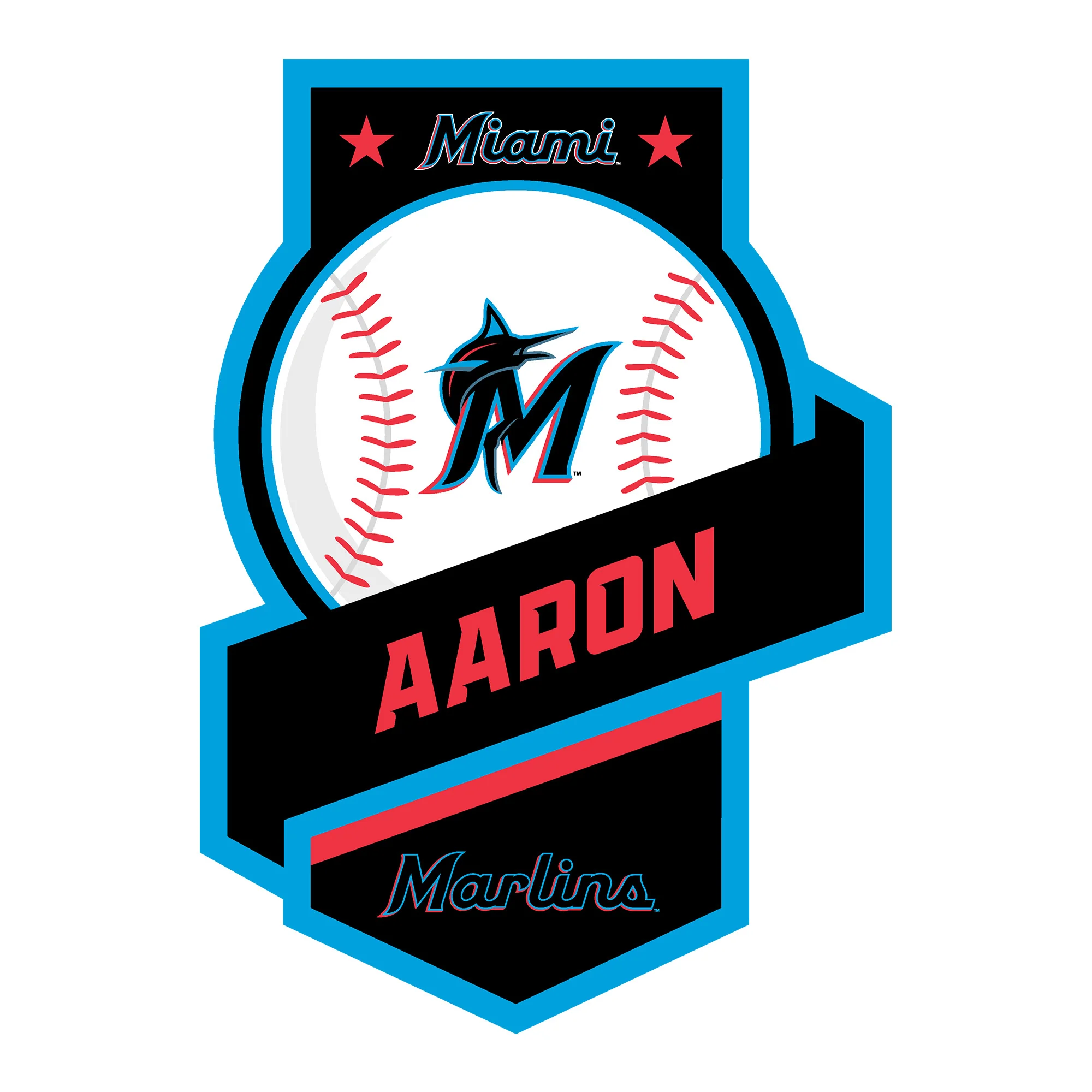 Miami Marlins - Banner Badge - With Personalized Name - Official MLB - Vinyl Transfer Decal - Image 3
