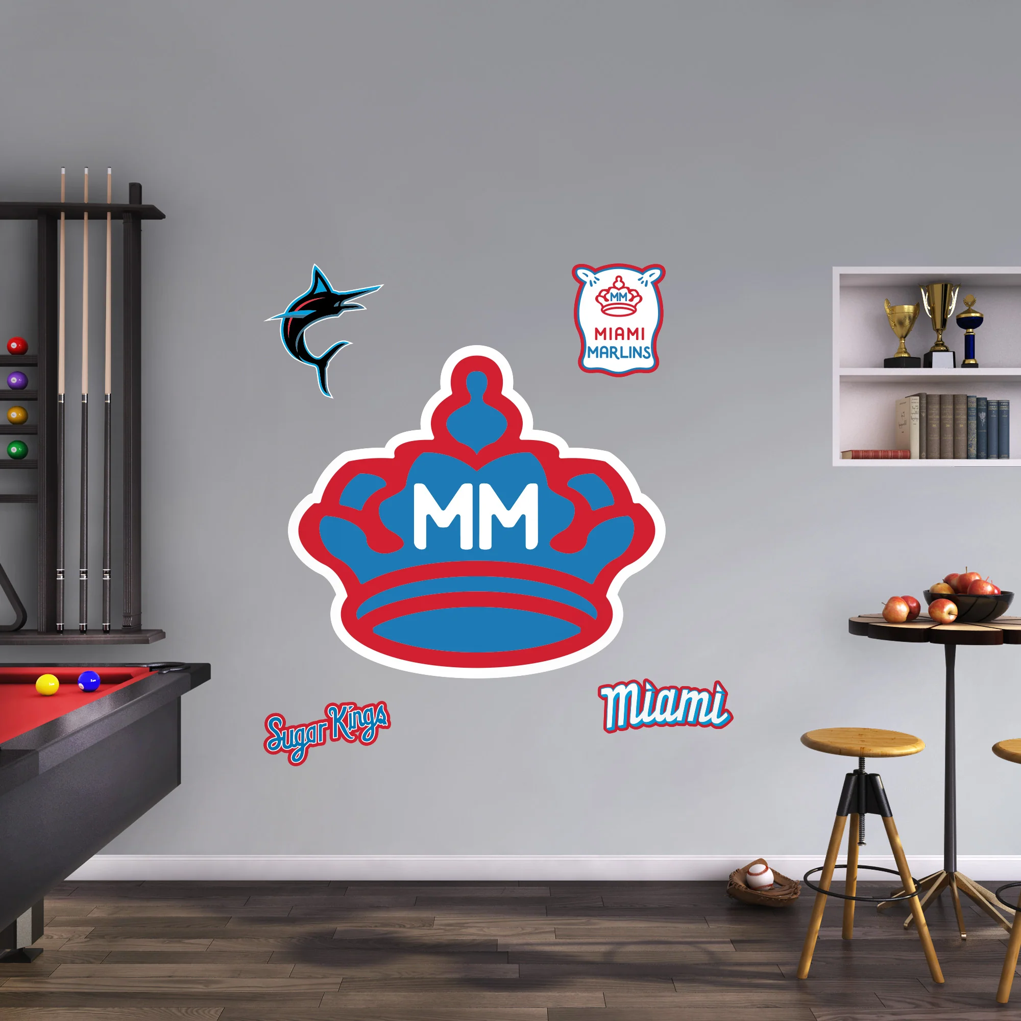 Miami Marlins - RealBig City Connect Logo Collection - Official MLB - Reusable Vinyl Wall Decals
