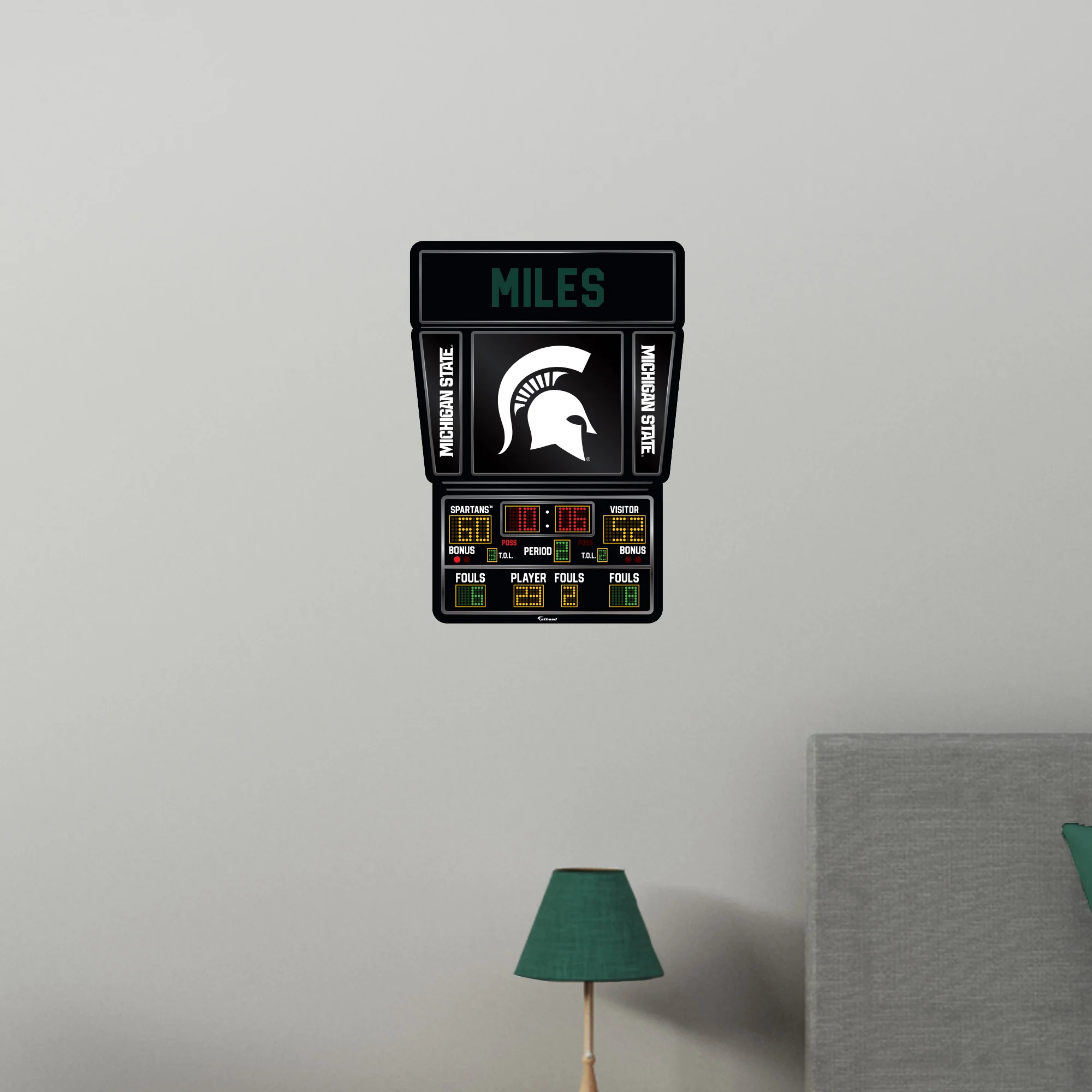 Michigan State Spartans - Basketball Scoreboard Graphic - With Personalized Name - Official NCAA - Reusable Vinyl Wall Decals - Image 6