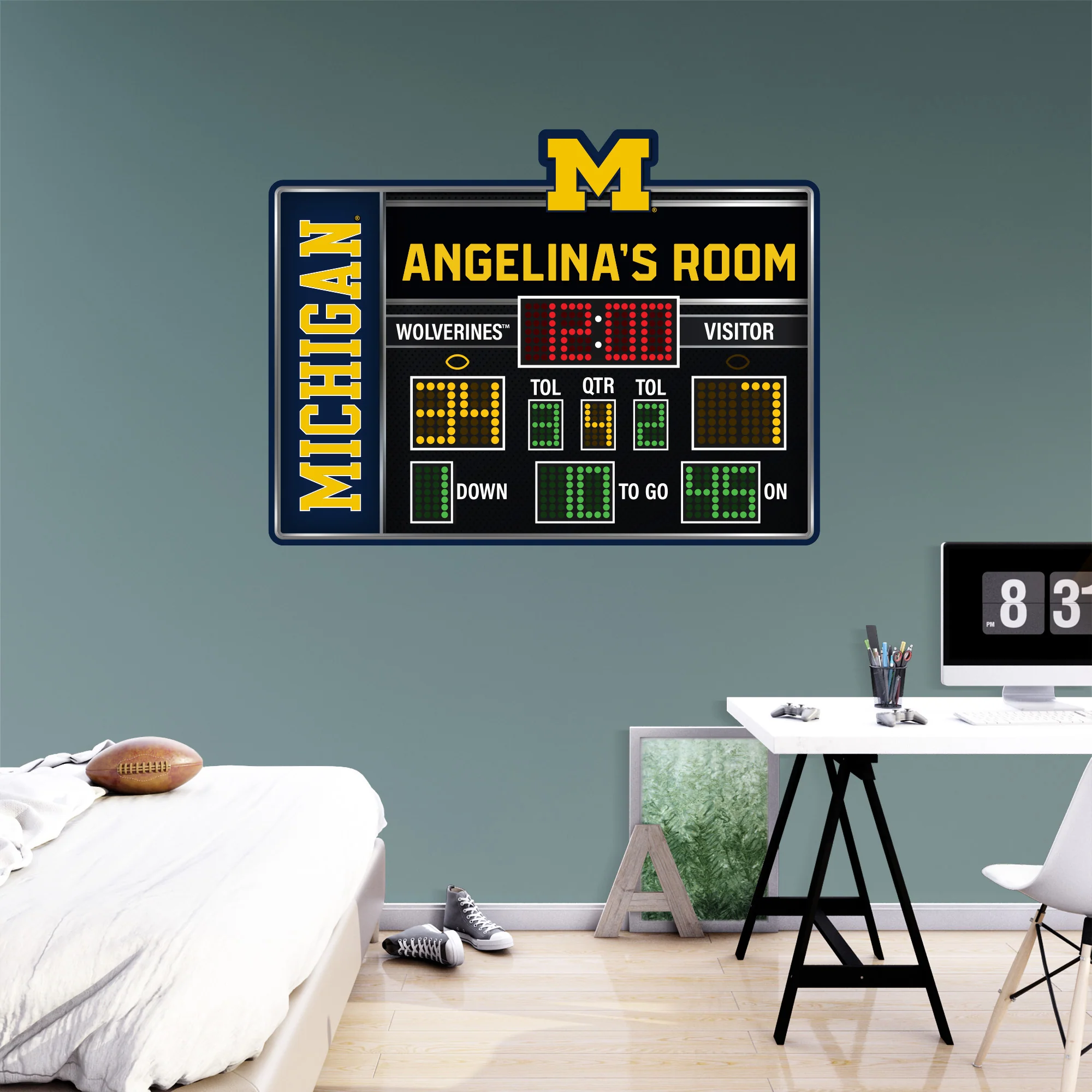Michigan Wolverines - Football Scoreboard Graphic - With Personalized Name - Official NCAA - Vinyl Transfer Decal - Image 3