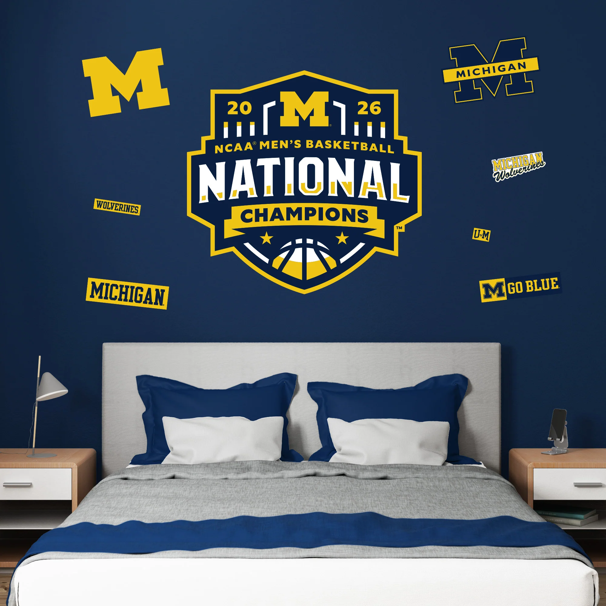 Michigan Wolverines - RealBig 2026 Men's Basketball National Champions Logo Collection - Official NCAA - Reusable Vinyl Wall Decals - Image 3