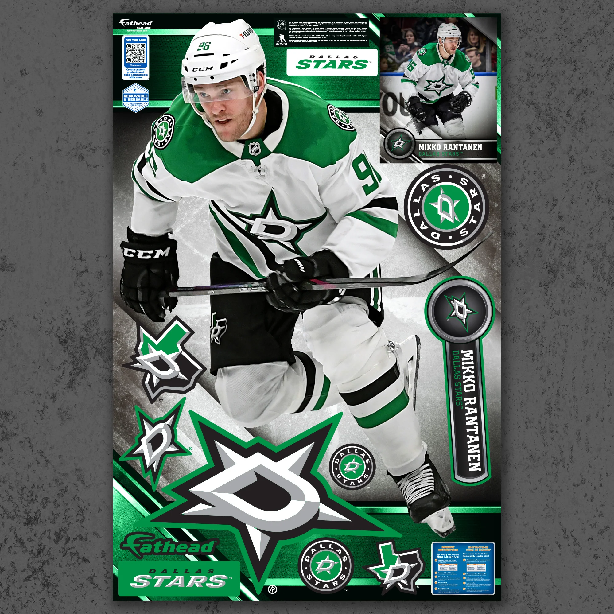 Mikko Rantanen - RealBig Collection - Official NHL - Dallas Stars - Reusable Vinyl Wall Decals - Image 2