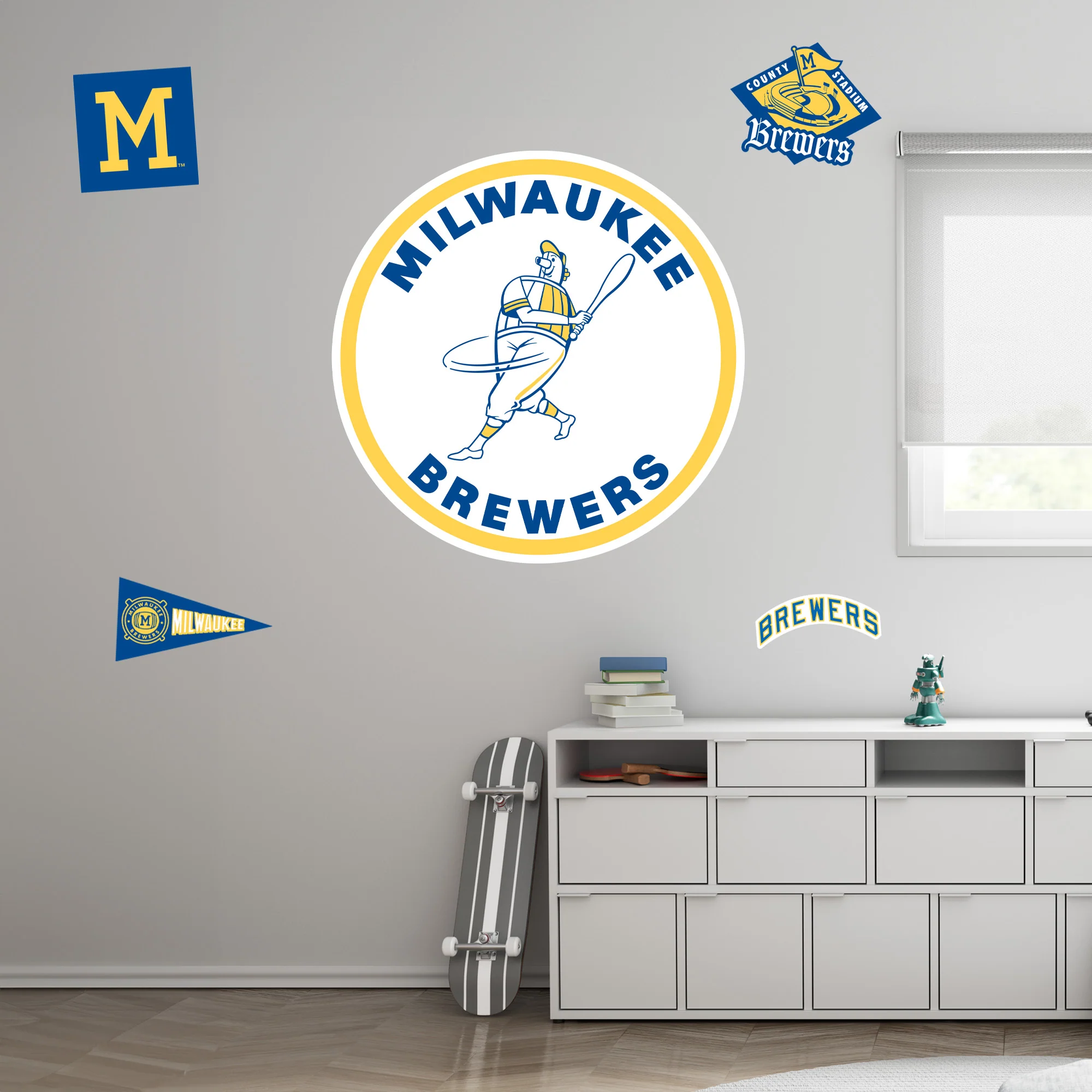 Milwauke Brewers Barrelman - RealBig Classic Logo Collection - Official MLB - Reusable Vinyl Wall Decals