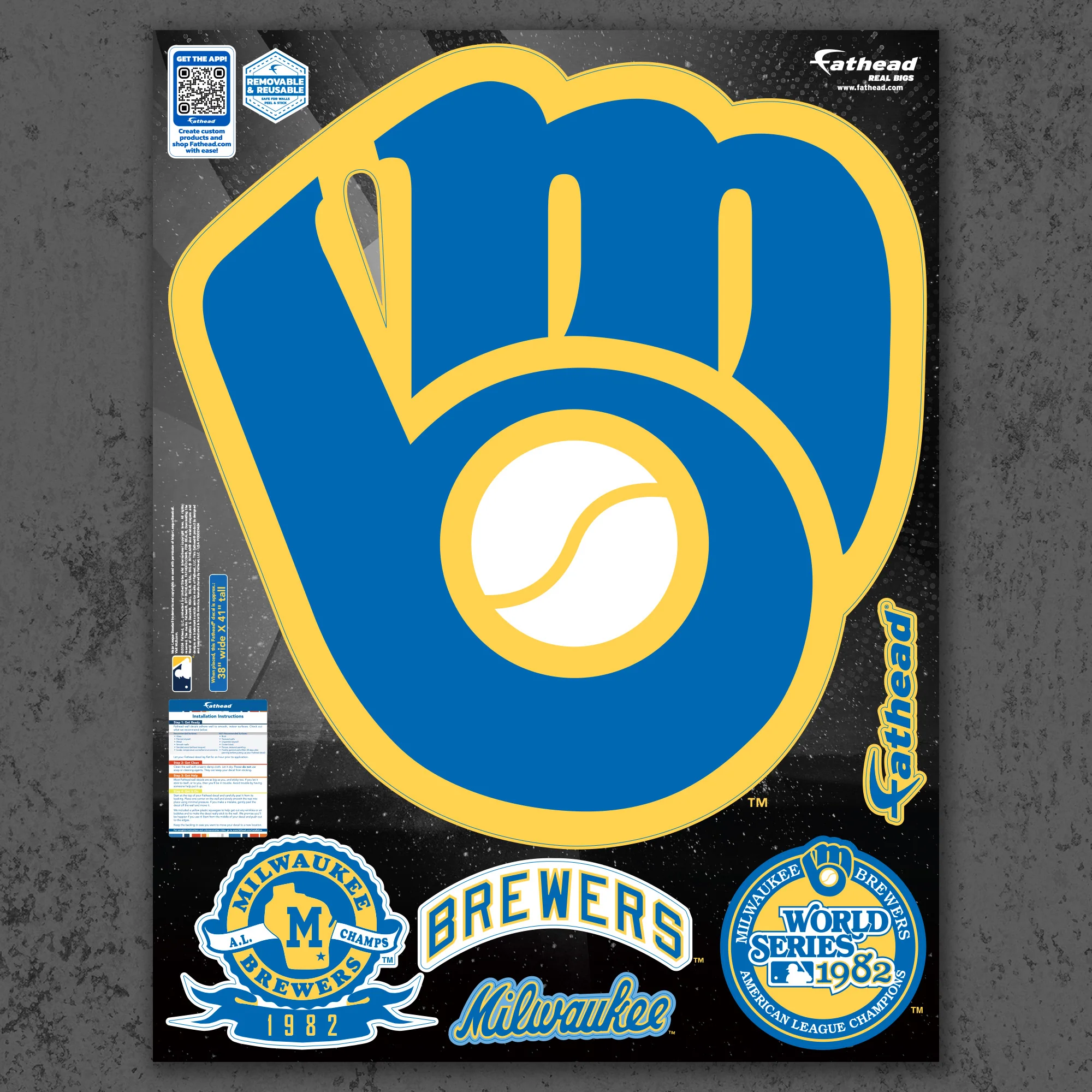Milwaukee Brewers - RealBig Classic Logo Collection - Official MLB - Reusable Vinyl Wall Decals - Image 2
