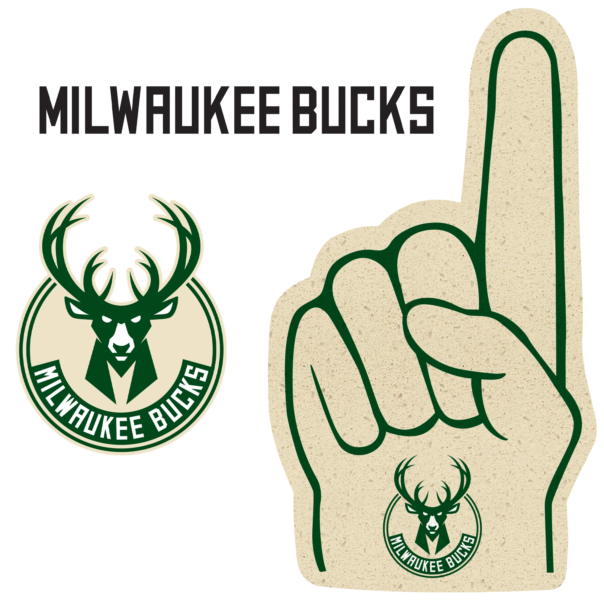 Milwaukee Bucks - RealBig Foam Finger Collection - Official NBA - Reusable Vinyl Wall Decals - Image 2