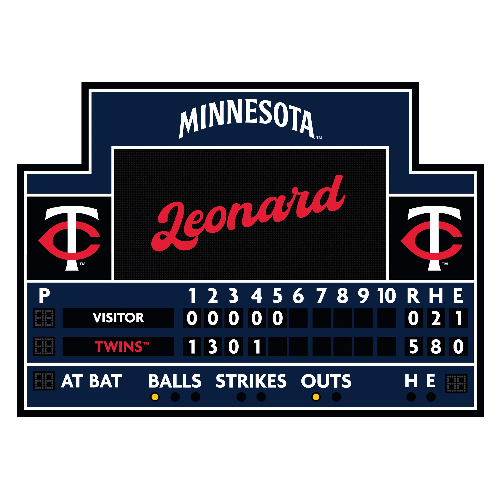 Minnesota Twins - Scoreboard Graphic - With Personalized Name - Official MLB - Vinyl Transfer Decal - Image 6