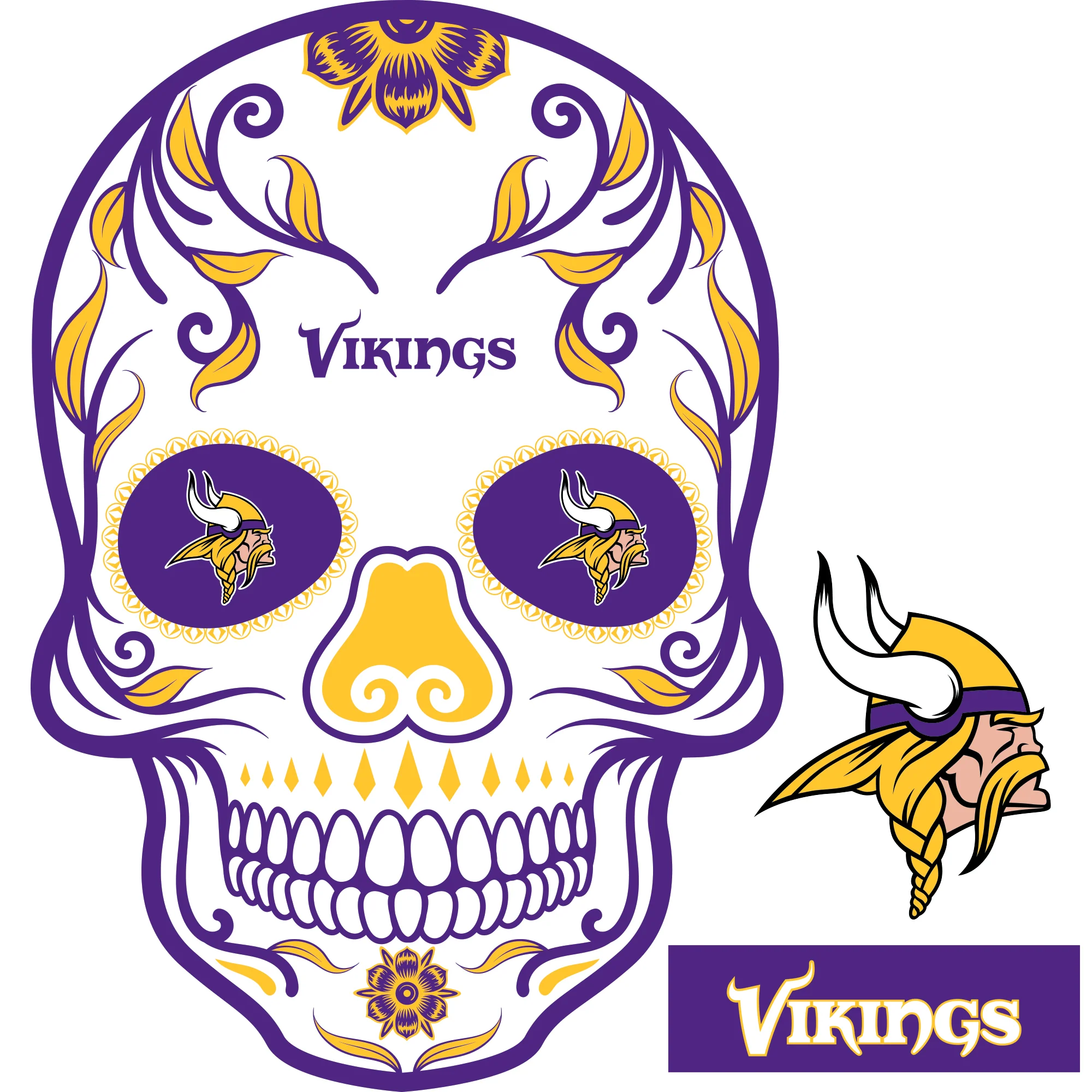 Minnesota Vikings - RealBig Skull Collection - Official NFL - Reusable Vinyl Wall Decals - Image 3