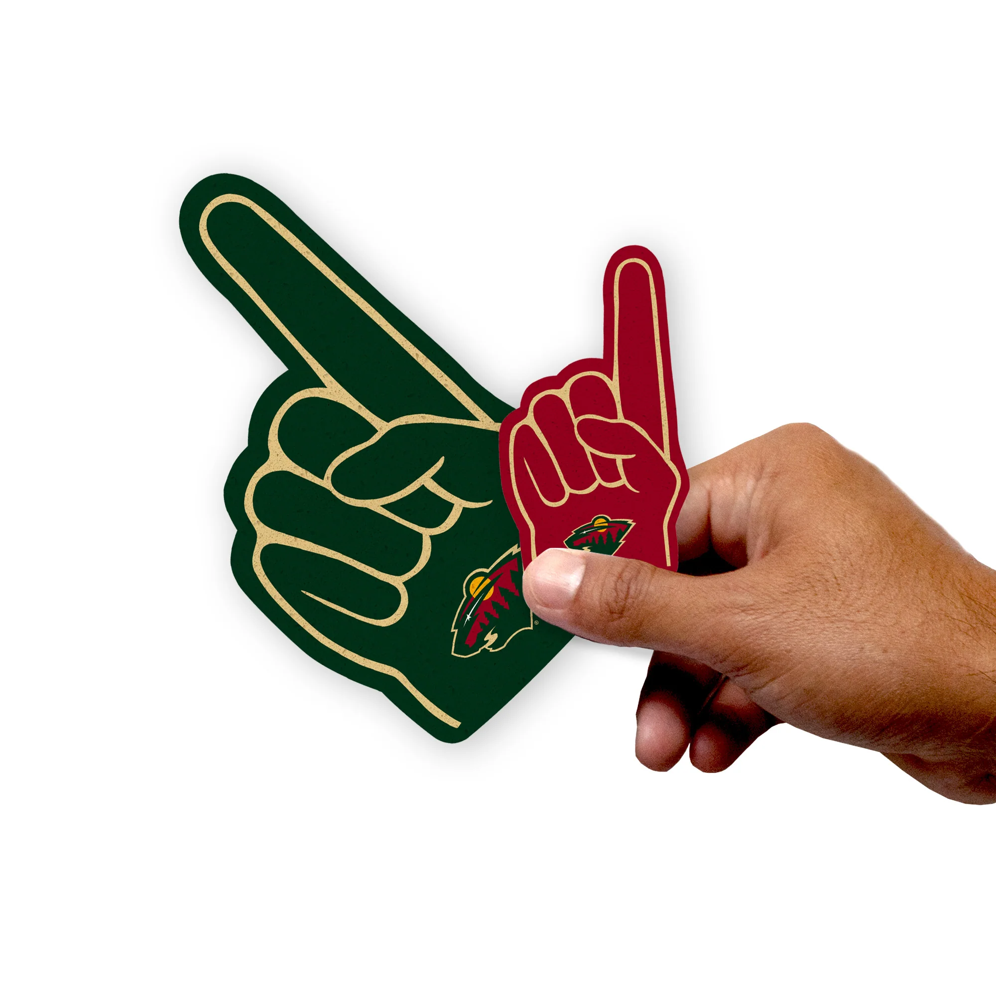 Minnesota Wild - 4 Foam Finger Minis (Mixed Sizes) - Official NHL - Reusable Vinyl Decals - Image 2