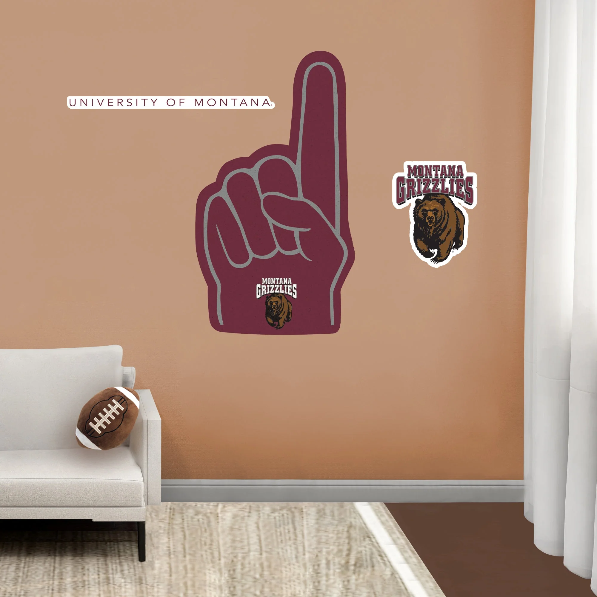 Montana Grizzlies - RealBig Foam Finger Collection - Official NCAA - Montana Grizzlies - Reusable Vinyl Wall Decals - Image 9