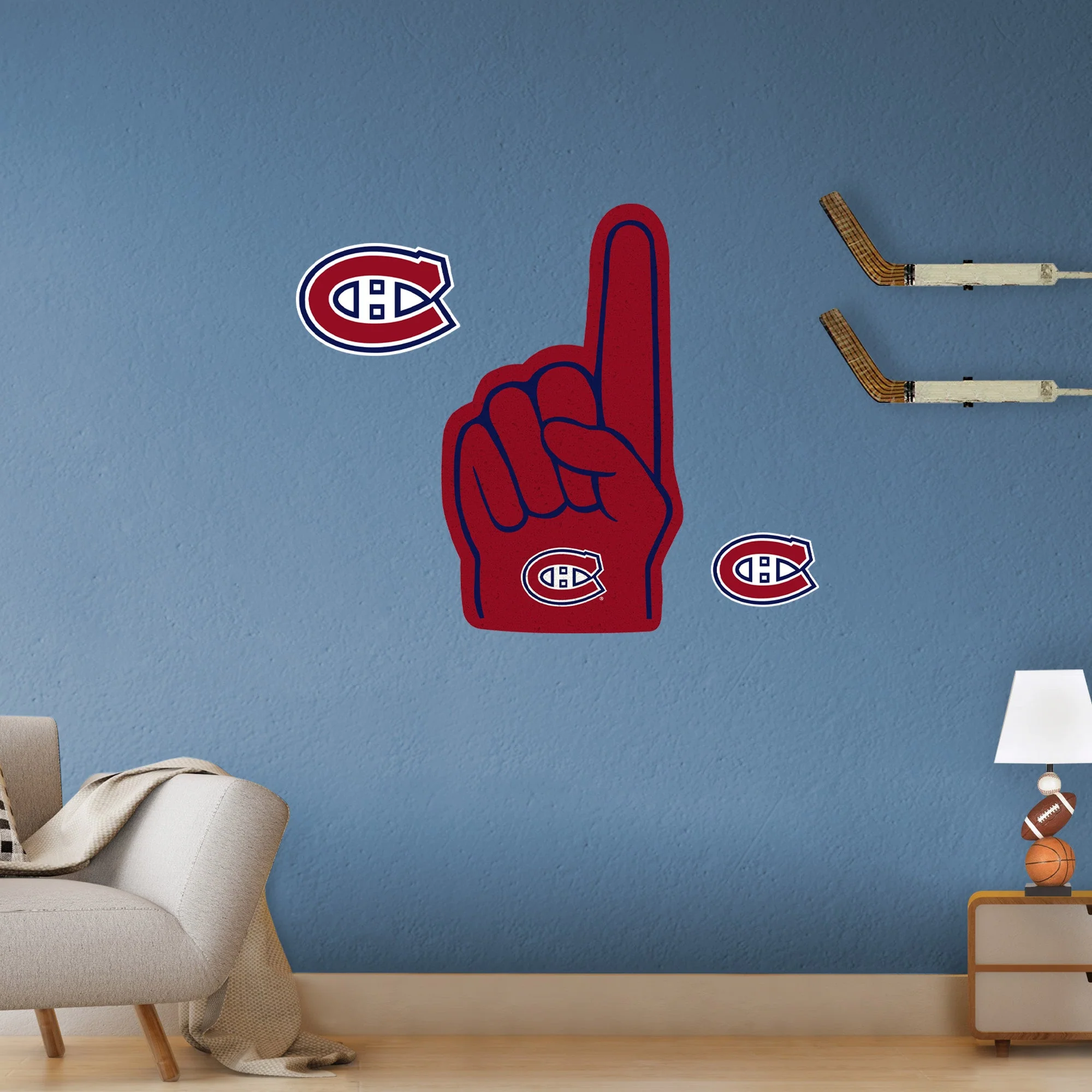 Montreal Canadiens - RealBig Foam Finger Collection - Official NHL - Reusable Vinyl Wall Decals - Image 10