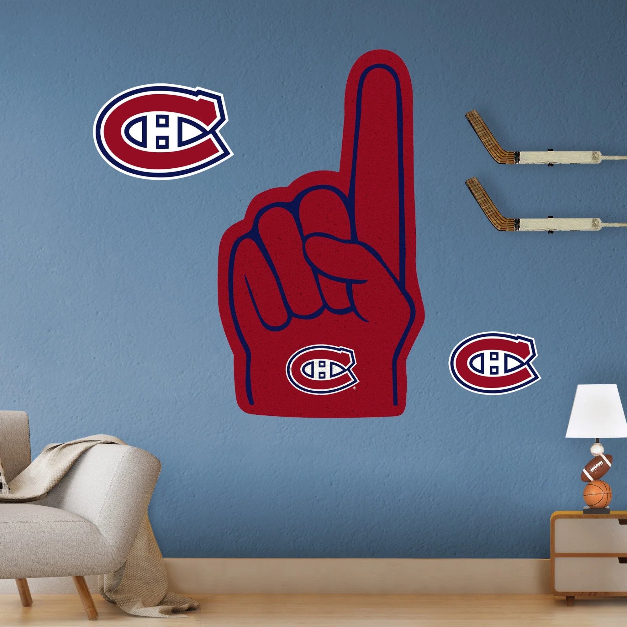 Montreal Canadiens - RealBig Foam Finger Collection - Official NHL - Reusable Vinyl Wall Decals - Image 9