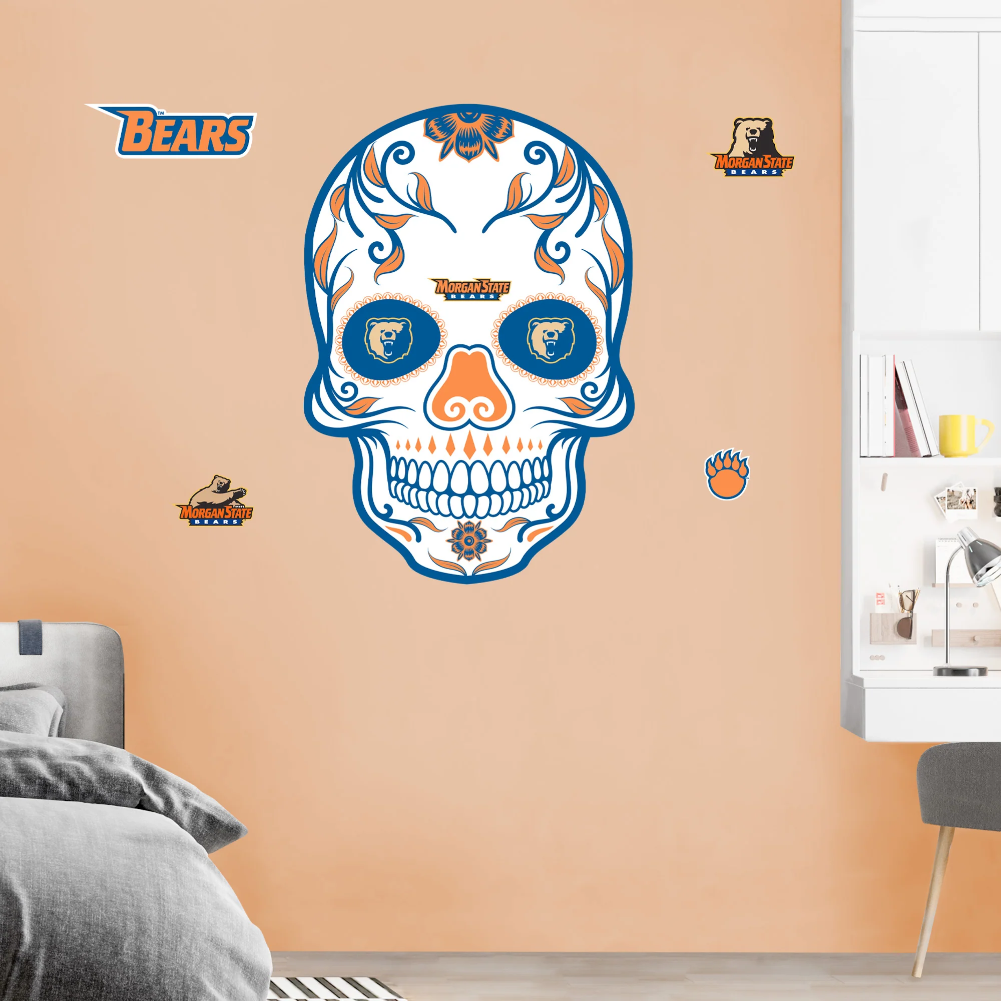 Morgan State Bears - RealBig Sugar Skull Collection - Official NCAA - Reusable Vinyl Wall Decals - Image 6