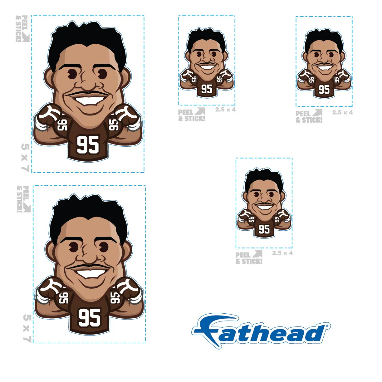Myles Garrett - 5 Emoji Minis (Mixed Sizes) - Official NFLPA - Cleveland Browns - Reusable Vinyl Decals - Image 4