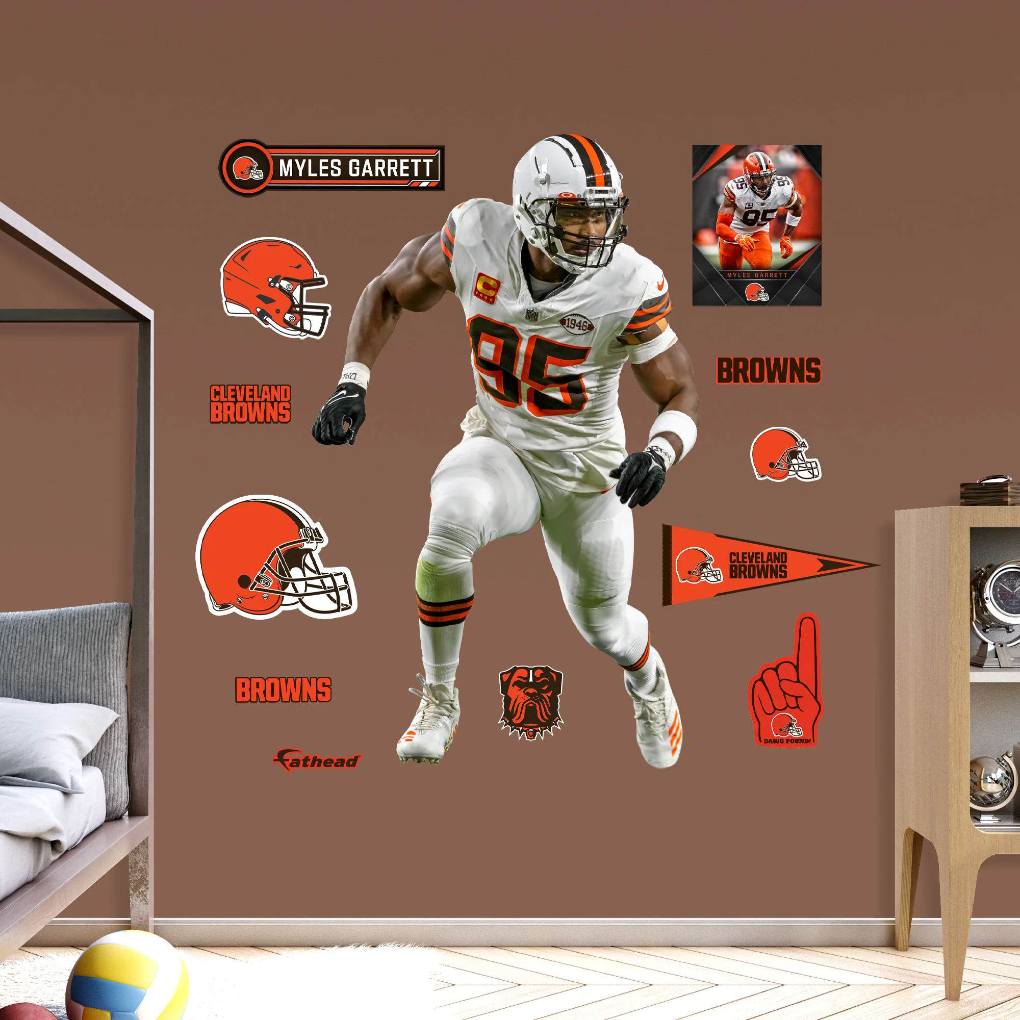 Myles Garrett - RealBig White-Out Collection - Official NFL - Cleveland Browns - Reusable Vinyl Wall Decals