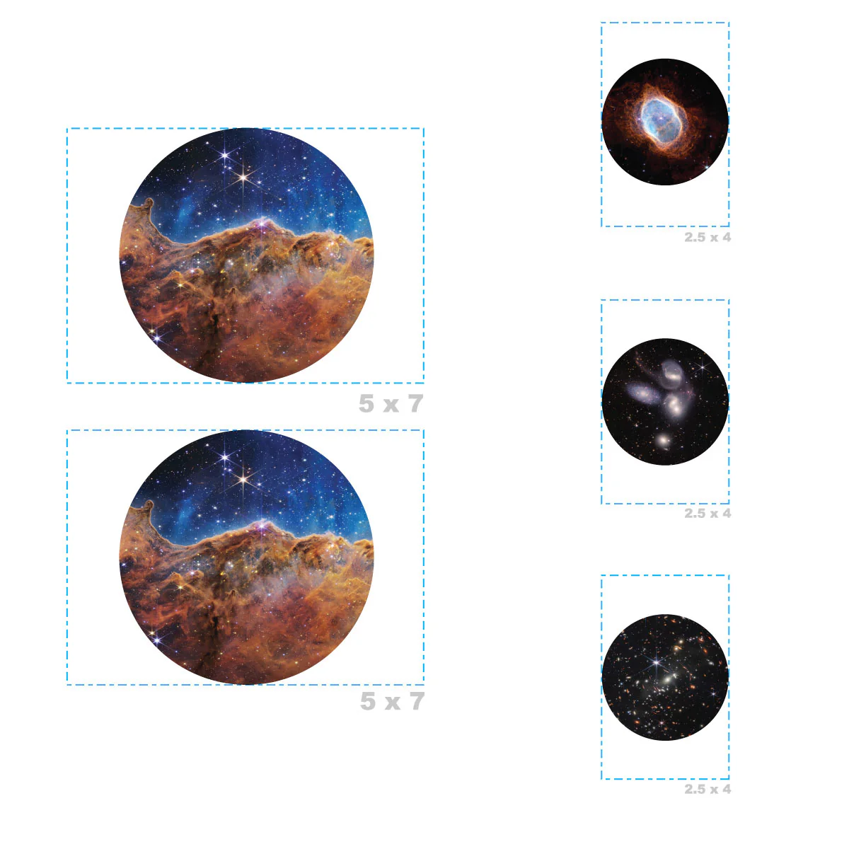NASA - 5 Circle Minis (Mixed Sizes) - Official NASA - James Webb Space Telescope - Reusable Vinyl Decals - Image 3