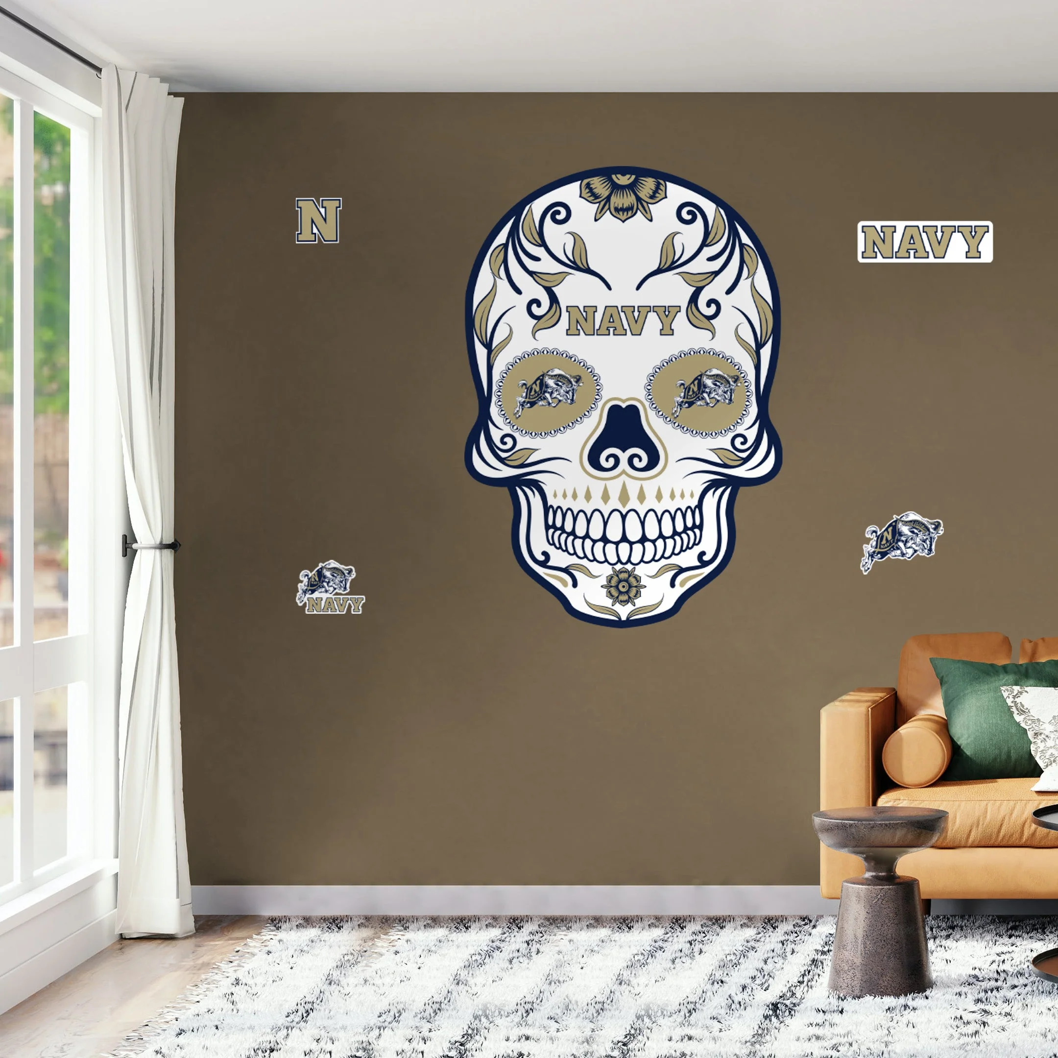 Navy Midshipmen - RealBig Sugar Skull Collection - Official NCAA - Reusable Vinyl Wall Decals - Image 4