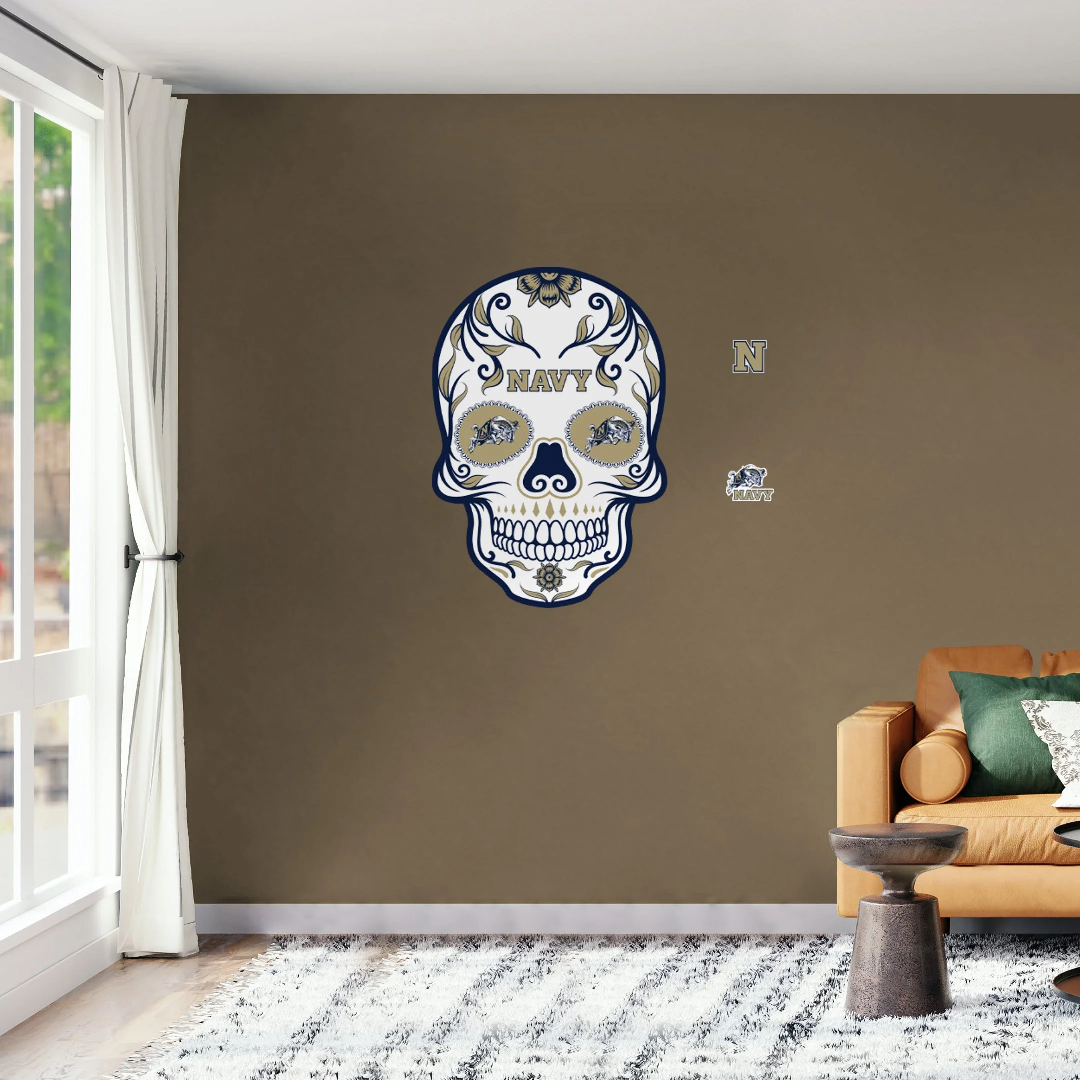 Navy Midshipmen - RealBig Sugar Skull Collection - Official NCAA - Reusable Vinyl Wall Decals - Image 5
