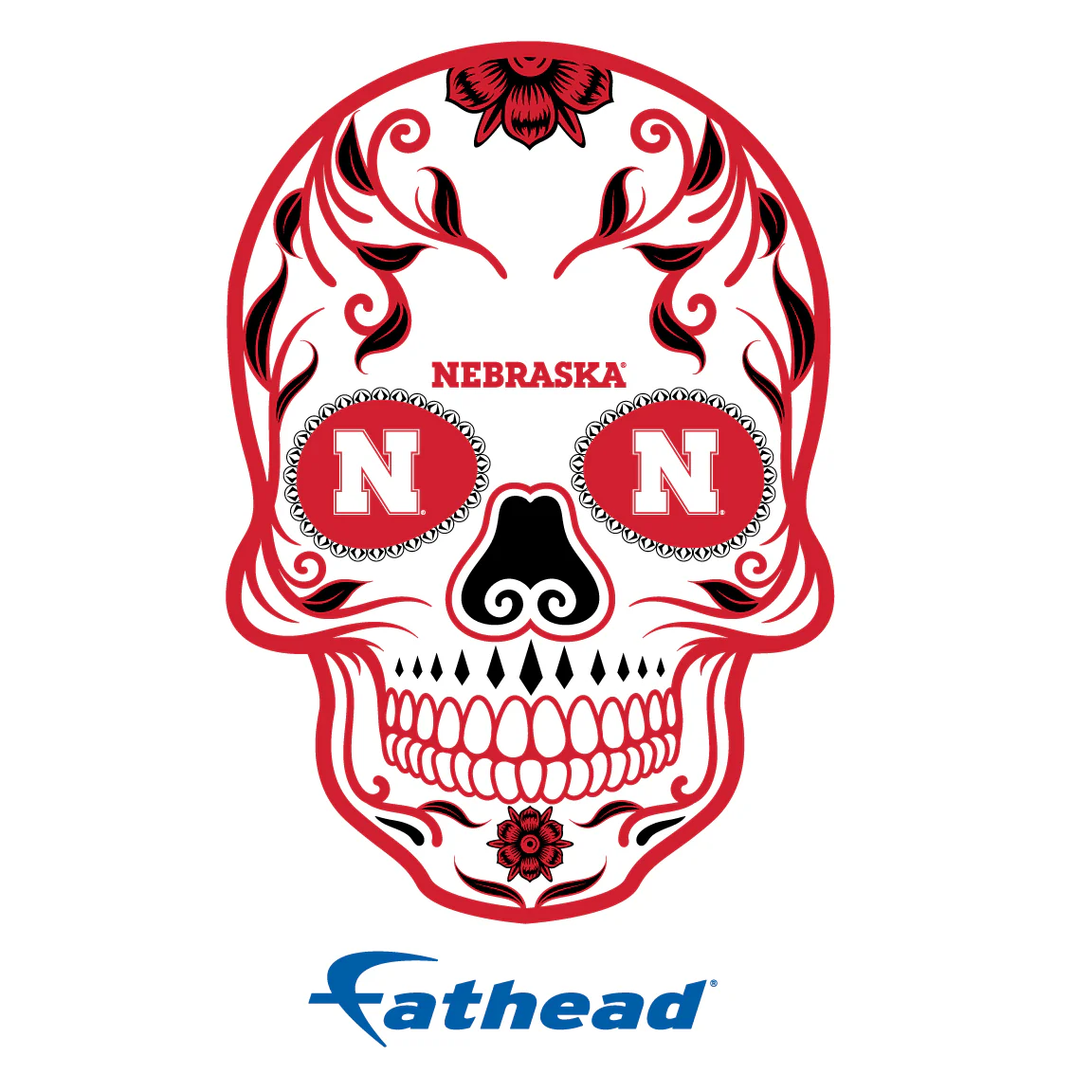 Nebraska Cornhuskers - 5 Sugar Skull Logo Minis (Mixed Sizes) - Official NCAA - Reusable Vinyl Decals - Image 2