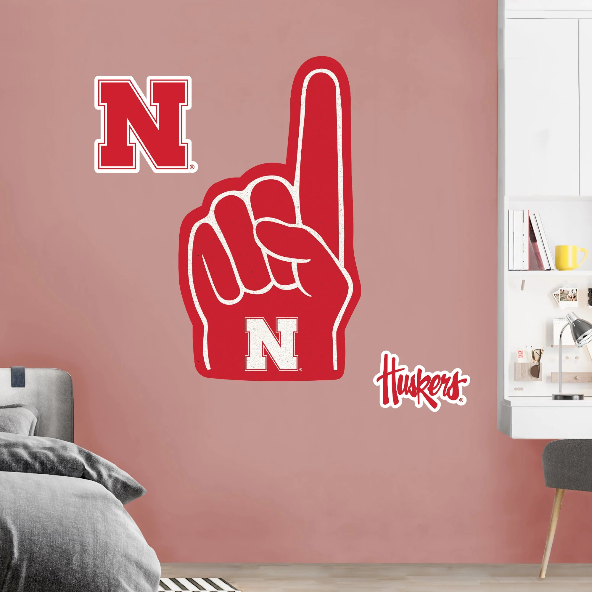 Nebraska Cornhuskers - RealBig Foam Finger Collection - Official NCAA - Reusable Vinyl Wall Decals - Image 9