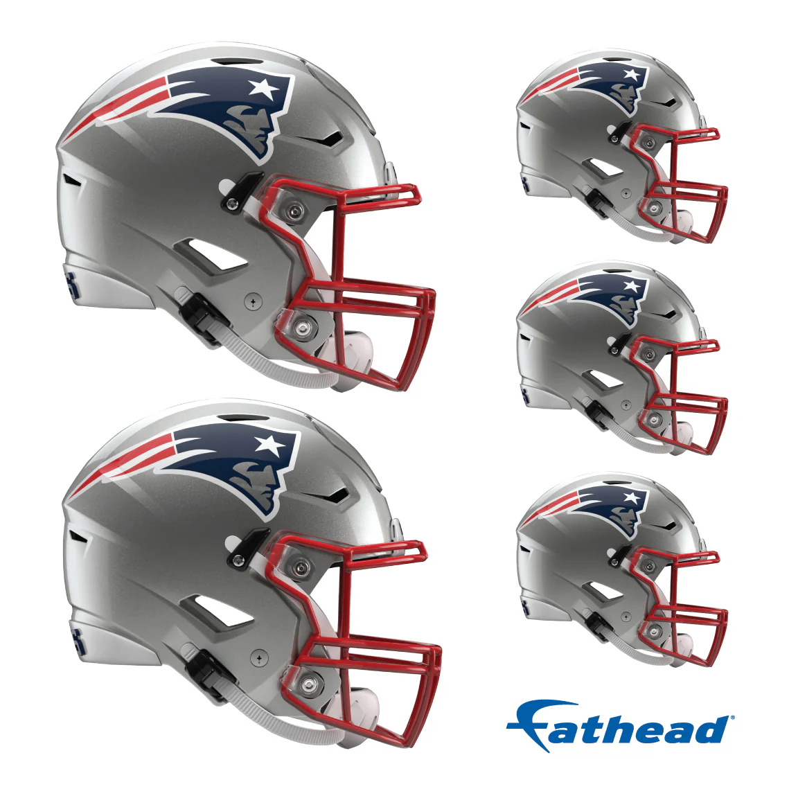 New England Patriots - 5 Helmet Minis (Mixed Sizes) - Official NFL - Reusable Vinyl Decals - Image 3