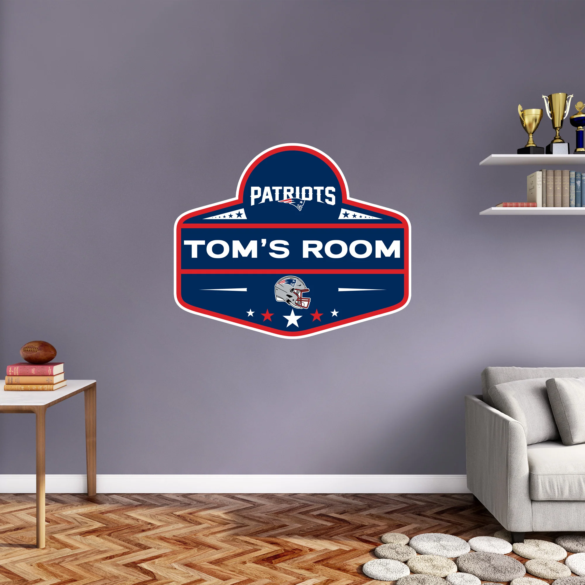 New England Patriots - Badge - With Personalized Name - Official NFL - Reusable Vinyl Transfer Decal - Image 2