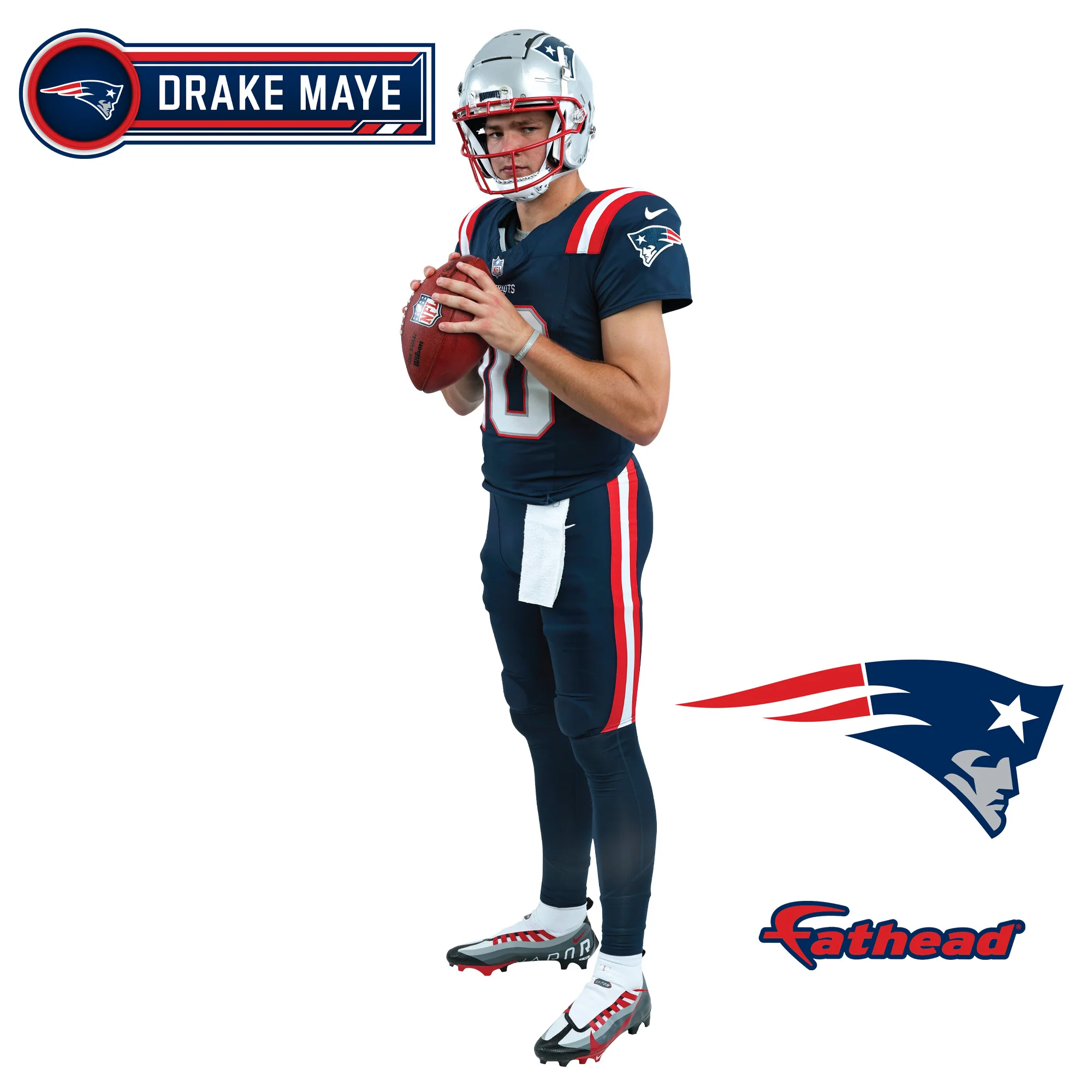 Drake Maye - RealBig Preseason Collection - Official NFL - New England Patriots - Reusable Vinyl Wall Decals - Image 6