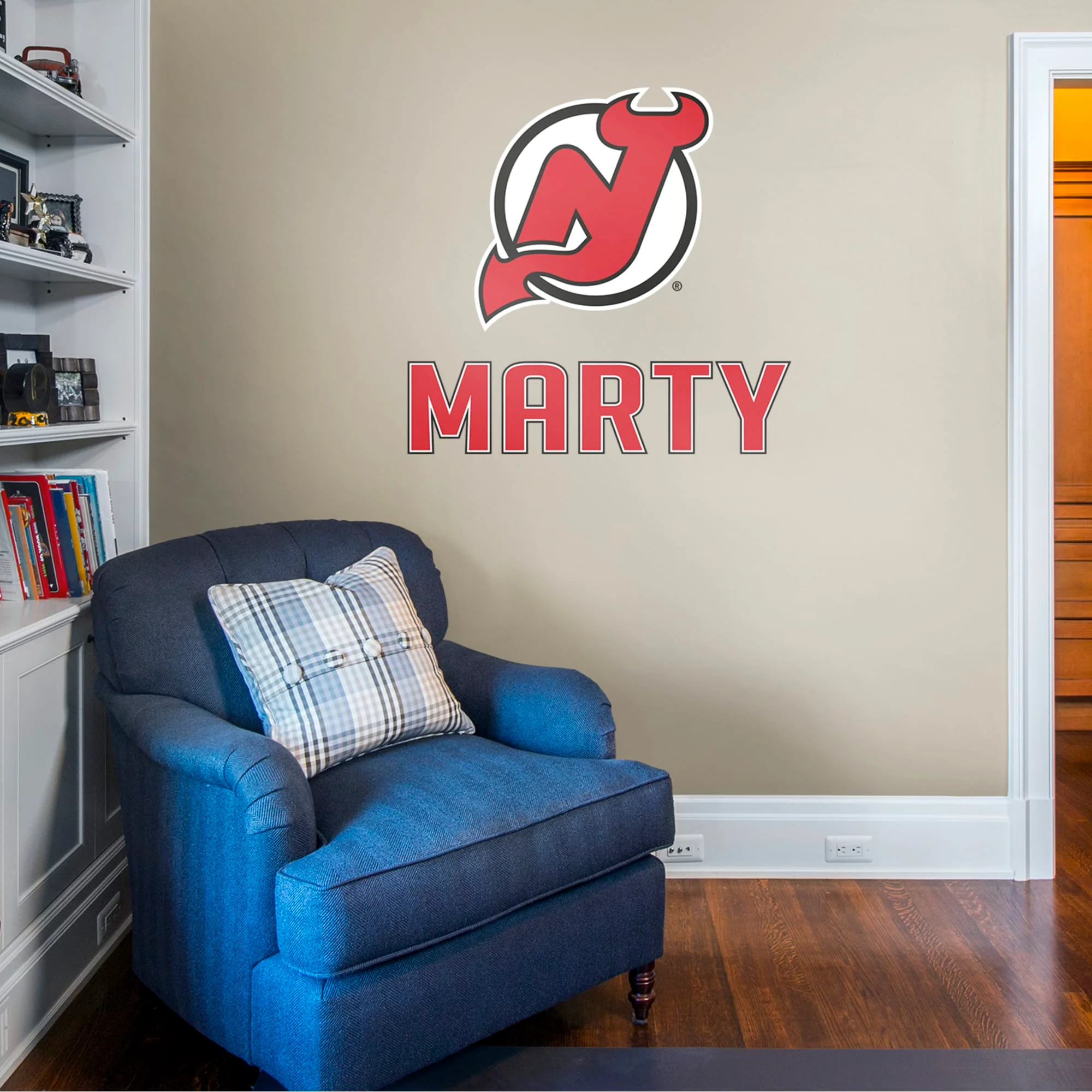New Jersey Devils - Stacked Logo - With Personalized Name - Official NHL - Vinyl Transfer Decal