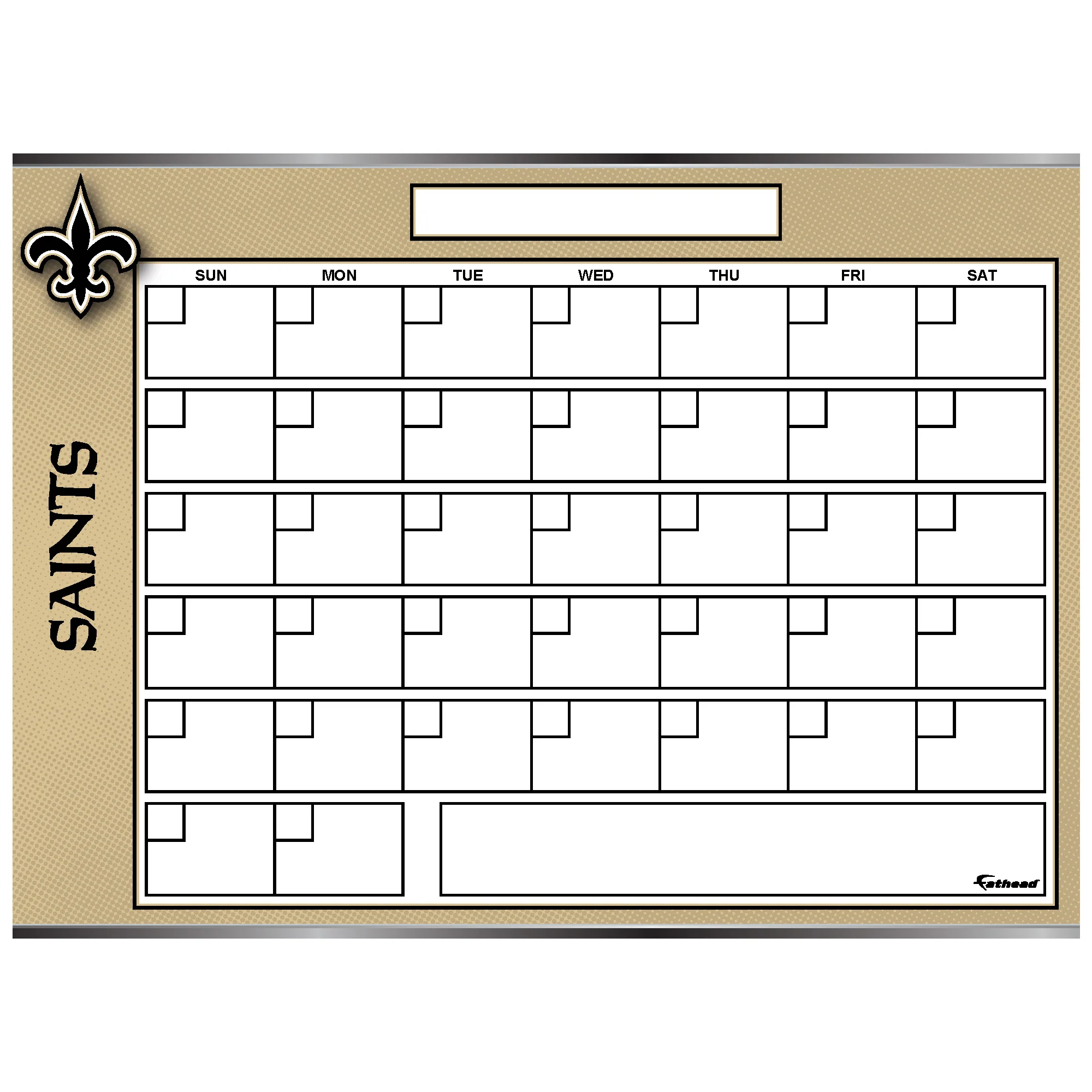New Orleans Saints - Dry Erase Calendar - Official NFL - Reusable Vinyl Wall Decal