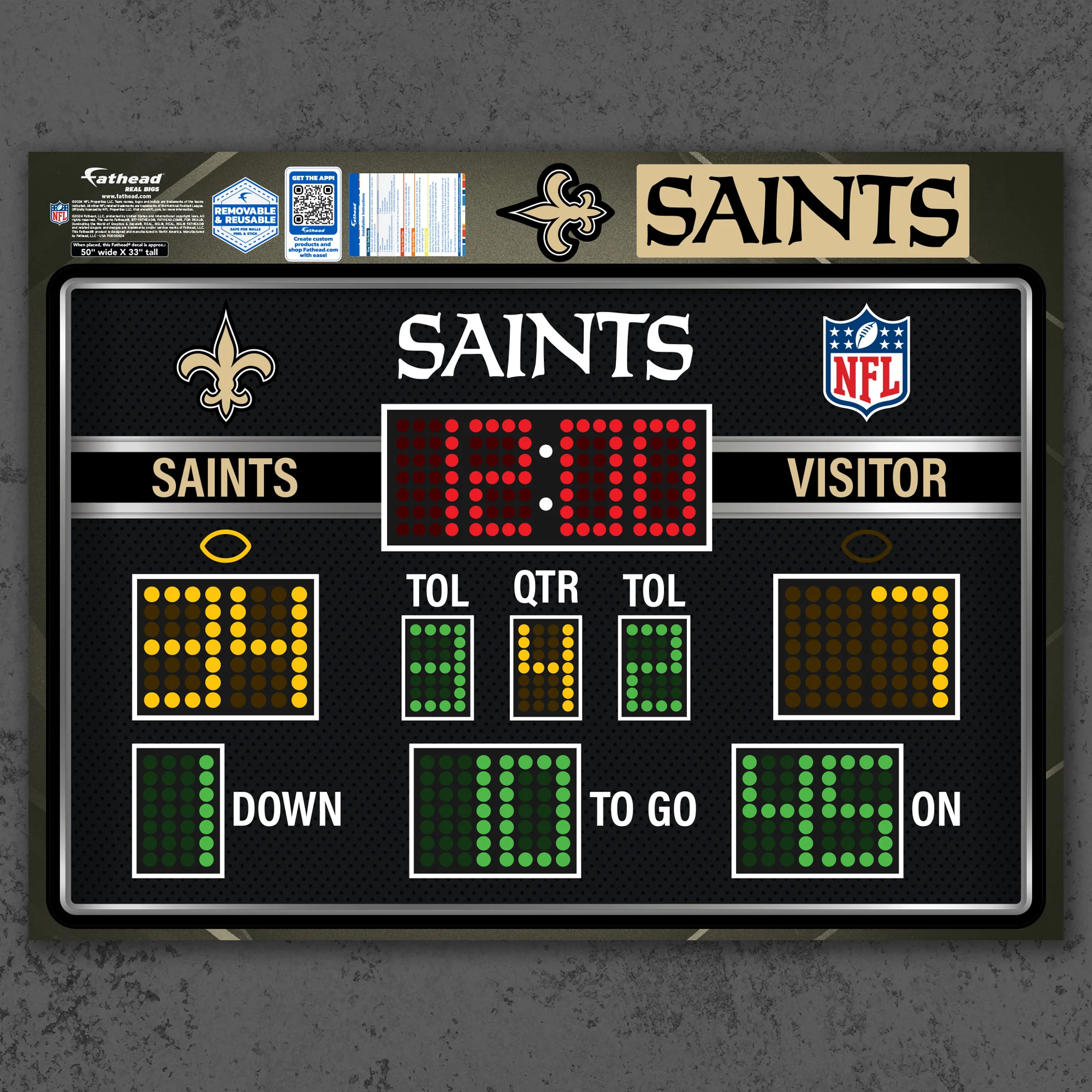 New Orleans Saints - RealBig Scoreboard Collection - Official NFL - Reusable Vinyl Wall Decals - Image 5