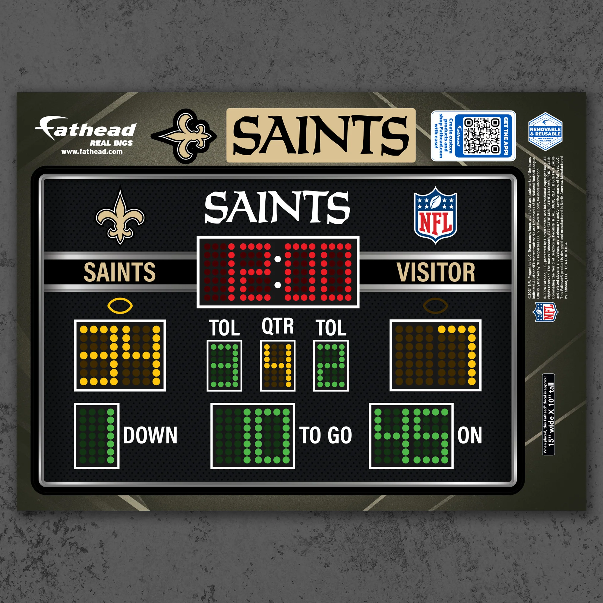 New Orleans Saints - RealBig Scoreboard Collection - Official NFL - Reusable Vinyl Wall Decals - Image 7