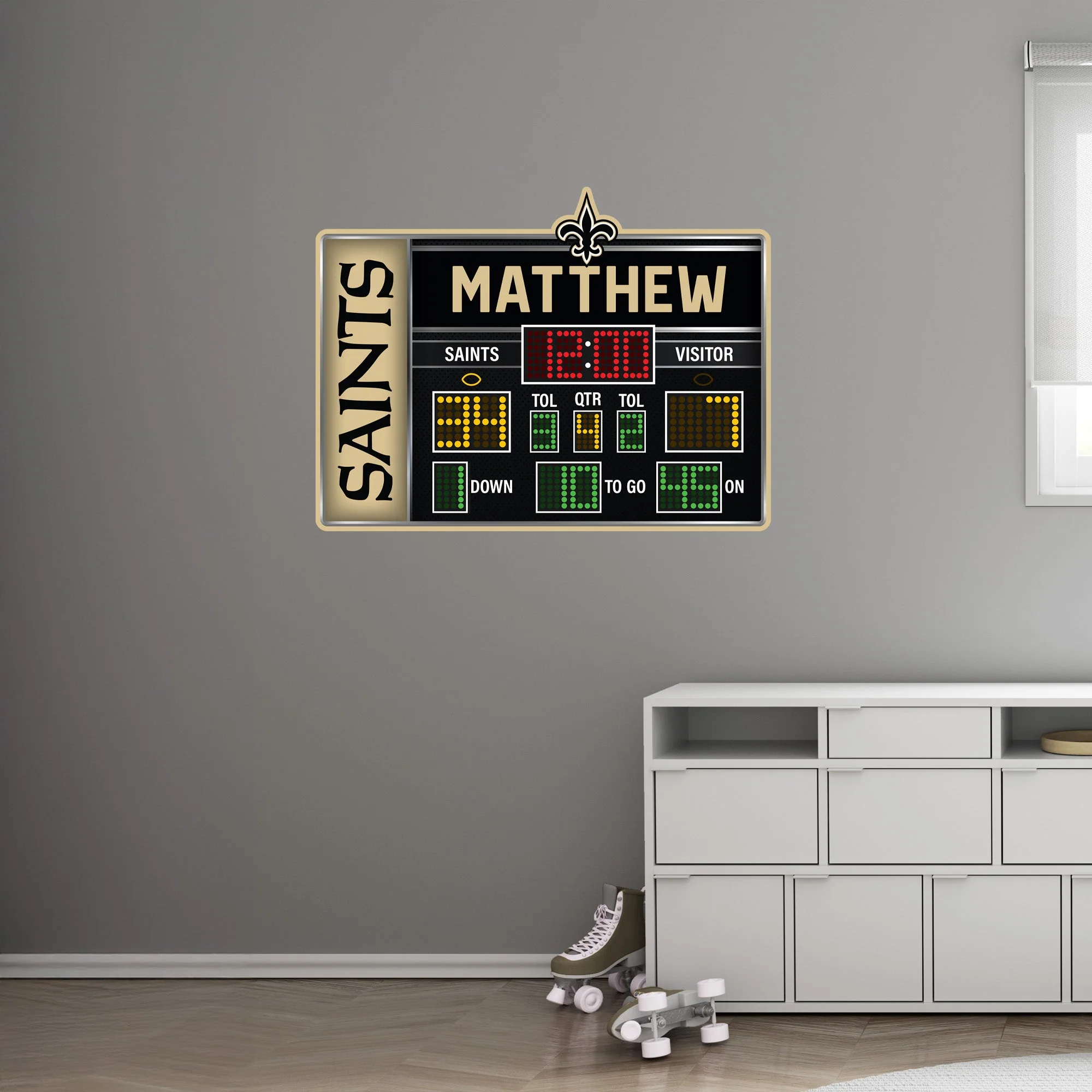 New Orleans Saints - Scoreboard Graphic - With Personalized Name - Official NFL - Reusable Vinyl Wall Decals - Image 4