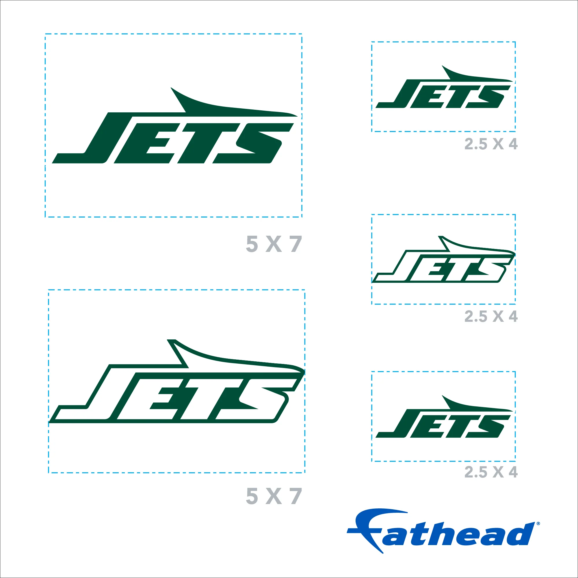 New York Jets - 5 Logo Minis (Mixed Sizes) - Official NFL - Reusable Vinyl Decals - Image 4