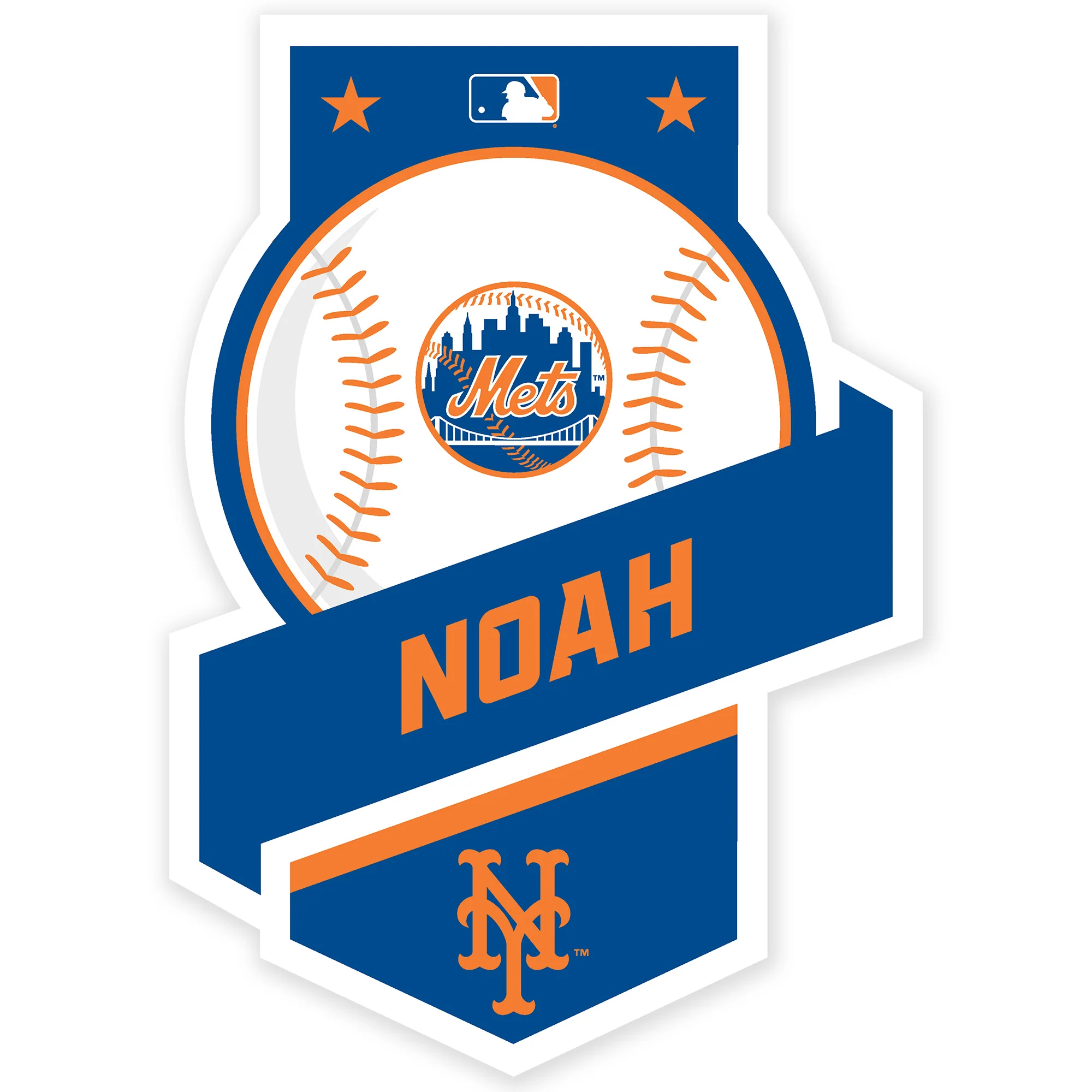 New York Mets - Banner Badge - With Personalized Name - Official MLB - Vinyl Transfer Decal - Image 3