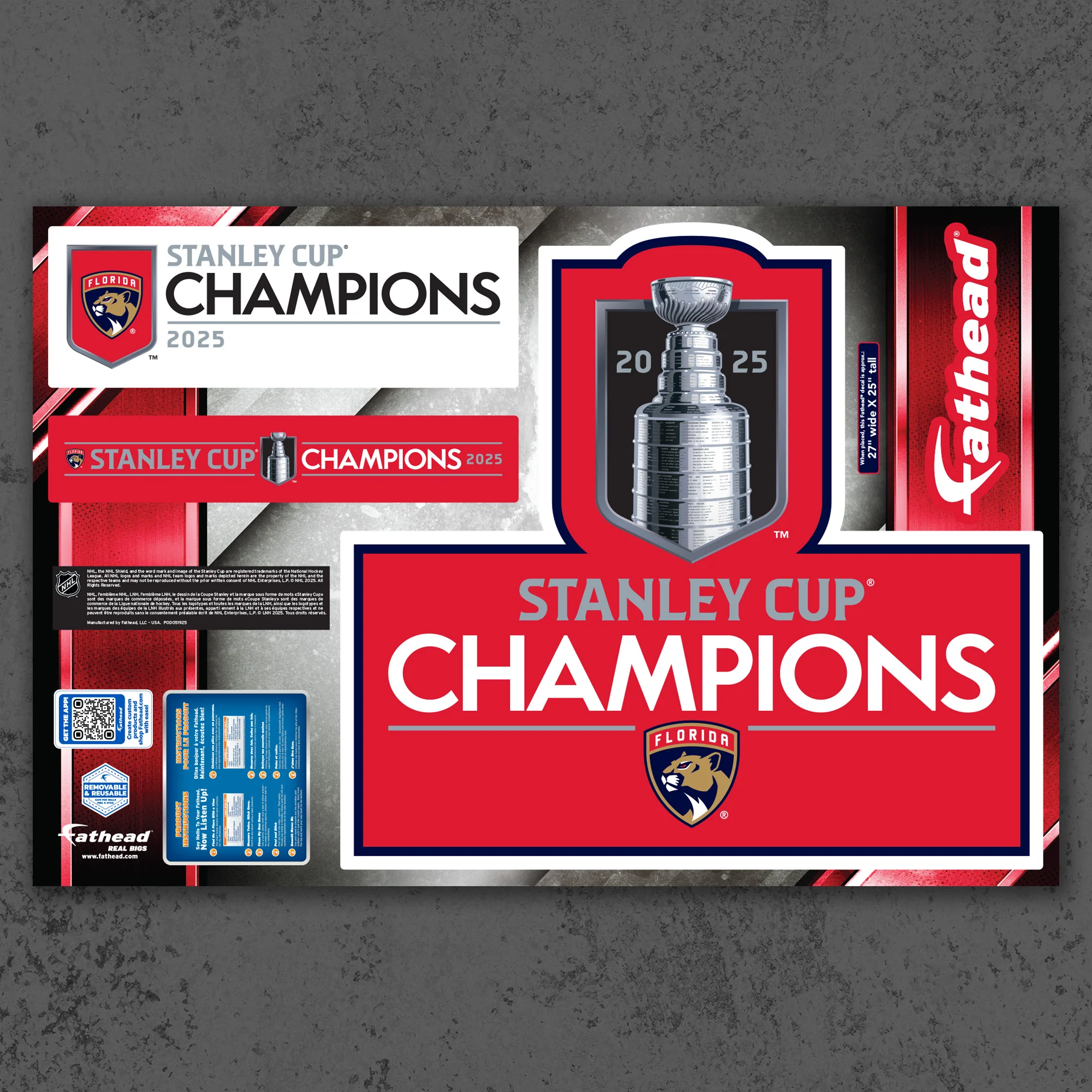NHL 2025 Stanley Cup Champions - RealBig Logo Collection - Official NHL - Florida Panthers - Reusable Vinyl Wall Decals - Image 5