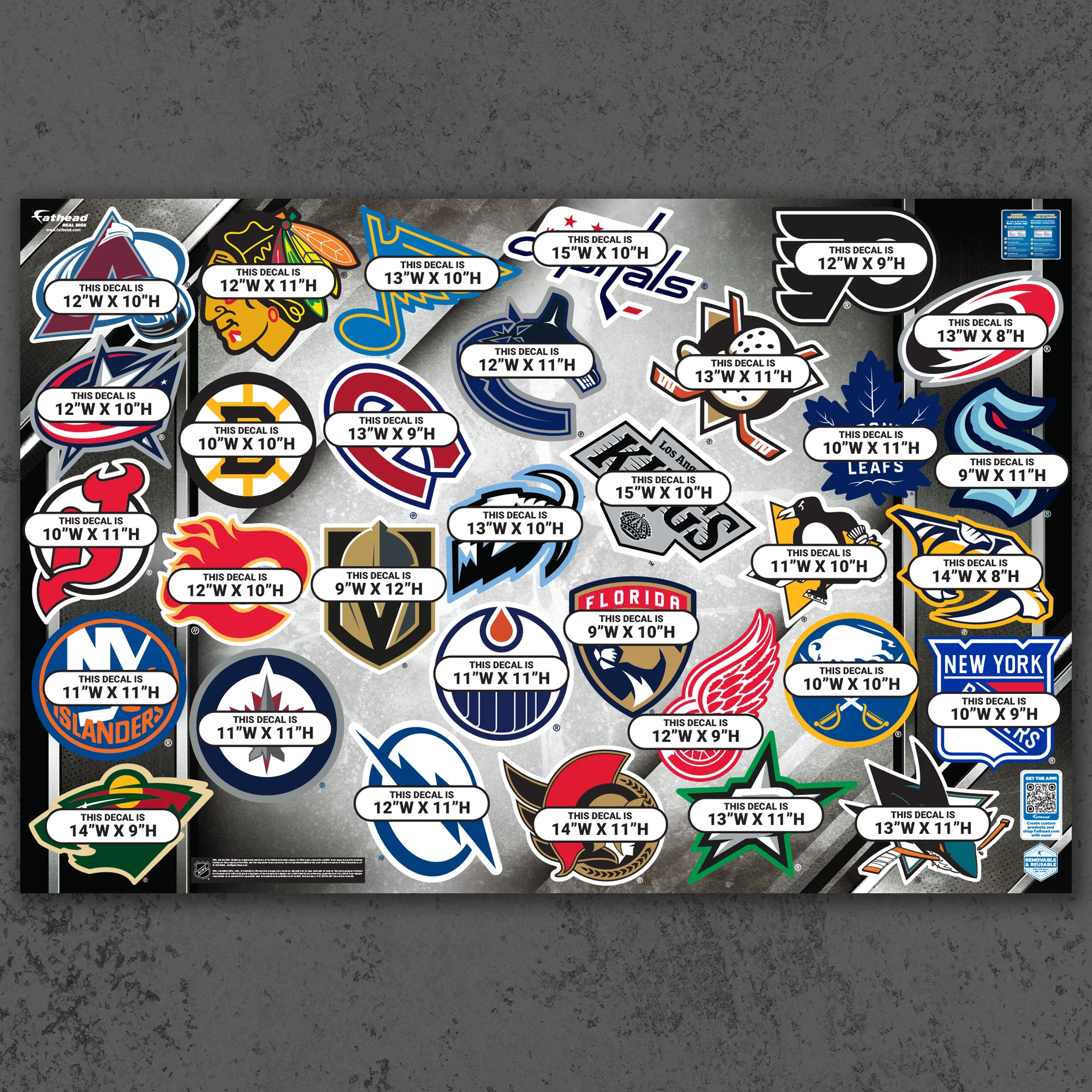 NHL Team Logos - RealBig Logo Collection - Official NHL - Reusable Vinyl Wall Decals - Image 4