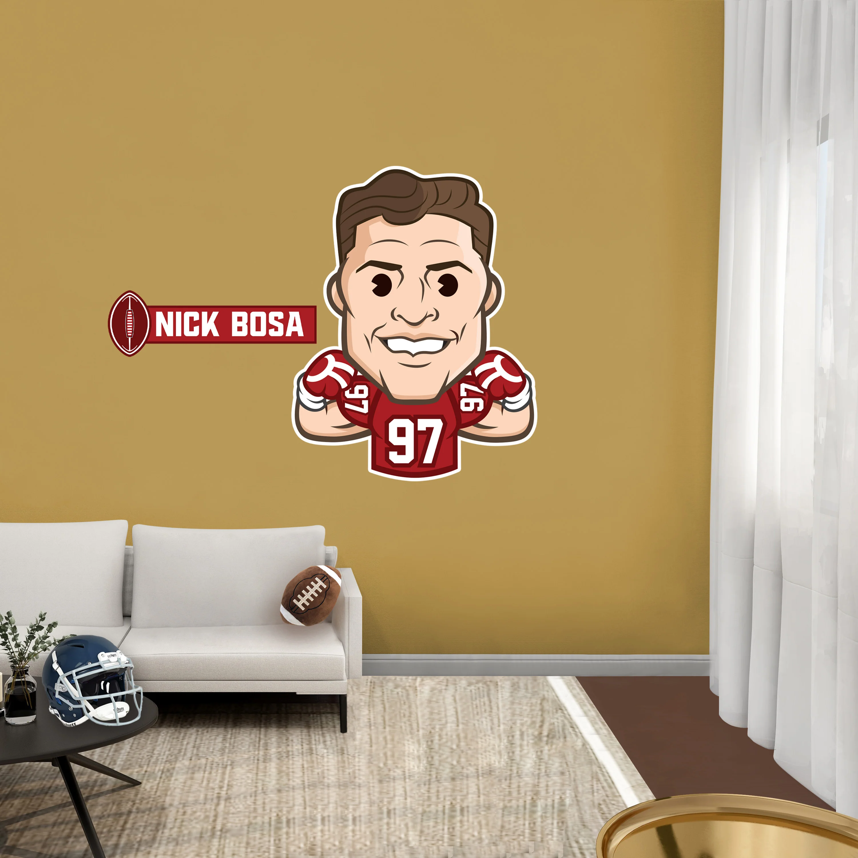 Nick Bosa Emoji - RealBig Collection - Official NFLPA - San Francisco 49ers - Reusable Vinyl Wall Decals - Image 2