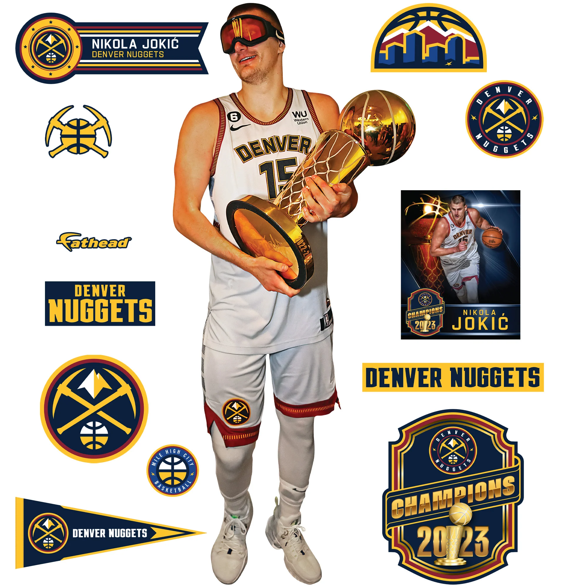 Nikola Jokić 2023 Champion - RealBig Collection - Official NBA - Denver Nuggets - Reusable Vinyl Wall Decals - Image 3