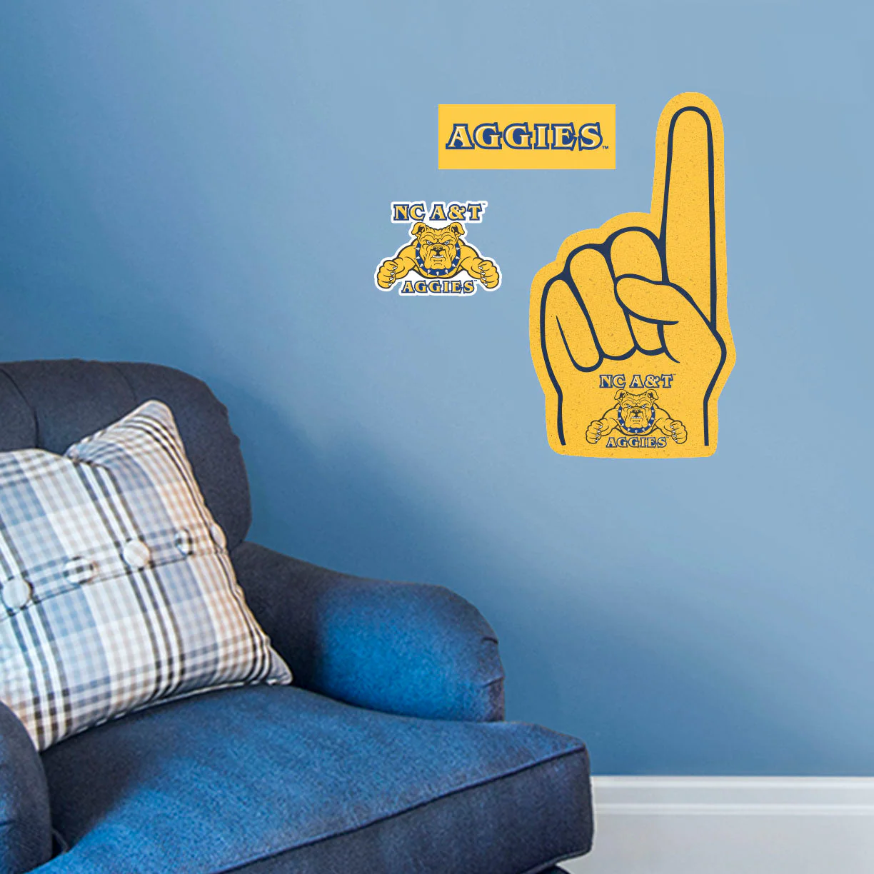 North Carolina A&T Aggies - RealBig Foam Finger Collection - Official NCAA - Reusable Vinyl Wall Decals - Image 6