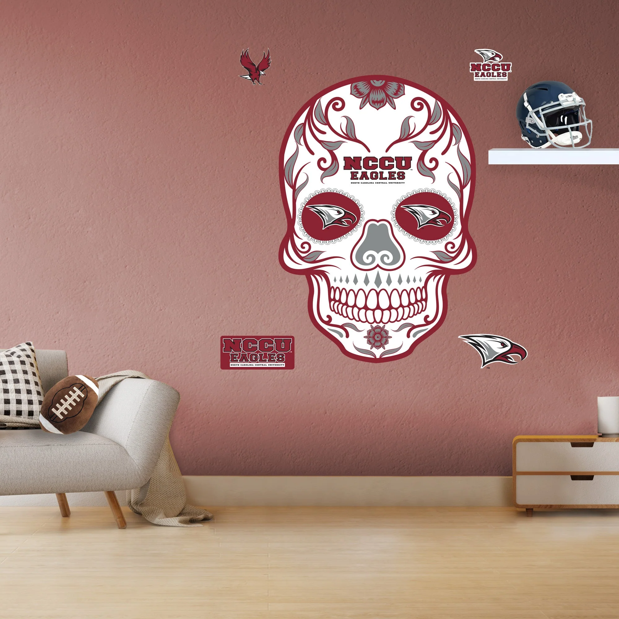 North Carolina Central Eagles - RealBig Sugar Skull Collection - Official NCAA - Reusable Vinyl Wall Decals - Image 4