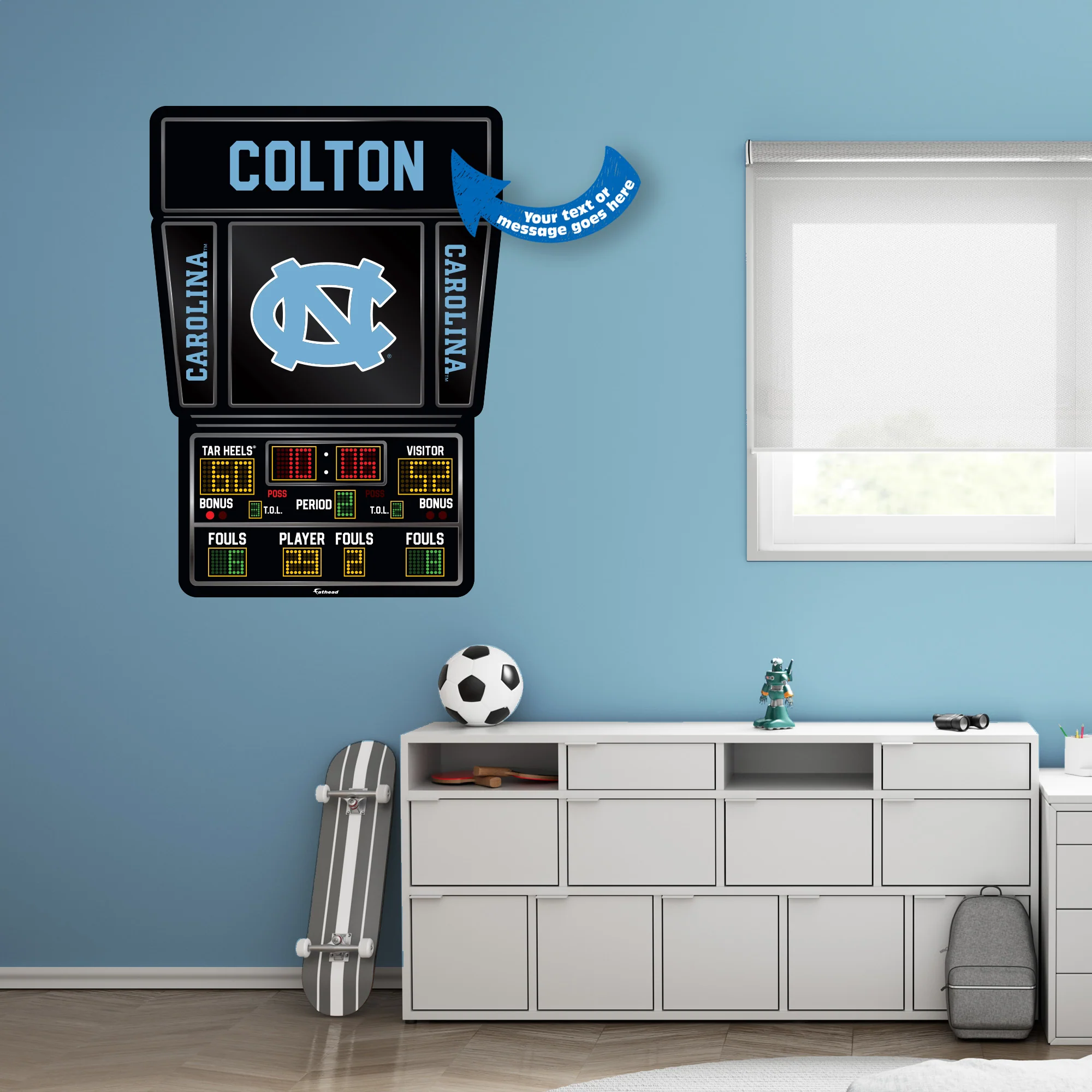 North Carolina Tar Heels - Basketball Scoreboard Graphic - With Personalized Name - Official NCAA - Reusable Vinyl Wall Decals - Image 3