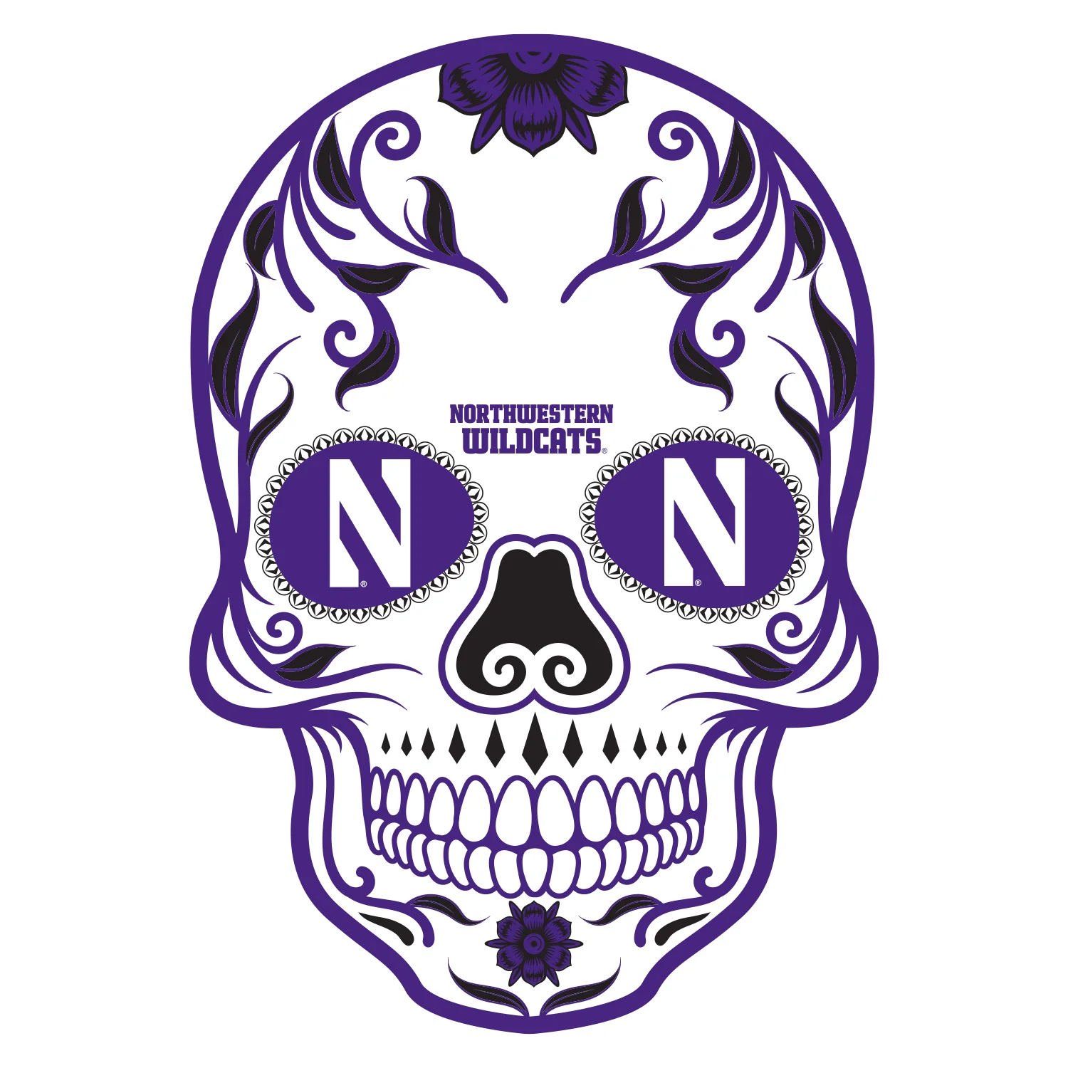 Northwestern Wildcats - Sugar Skull Logo - Outdoor Wall Decals - Official NCAA - Scratch Resistant Alumigraphics Smooth - Image 3