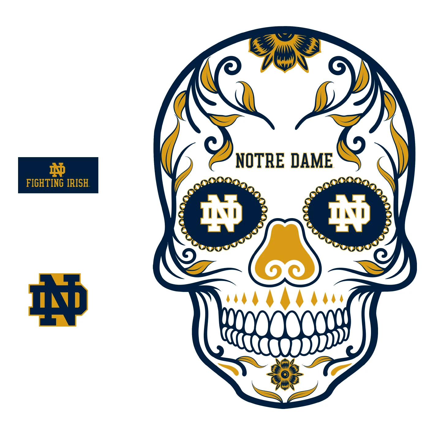 Notre Dame Fighting Irish ND - RealBig Sugar Skull Collection - Official NCAA - Reusable Vinyl Wall Decals - Image 4