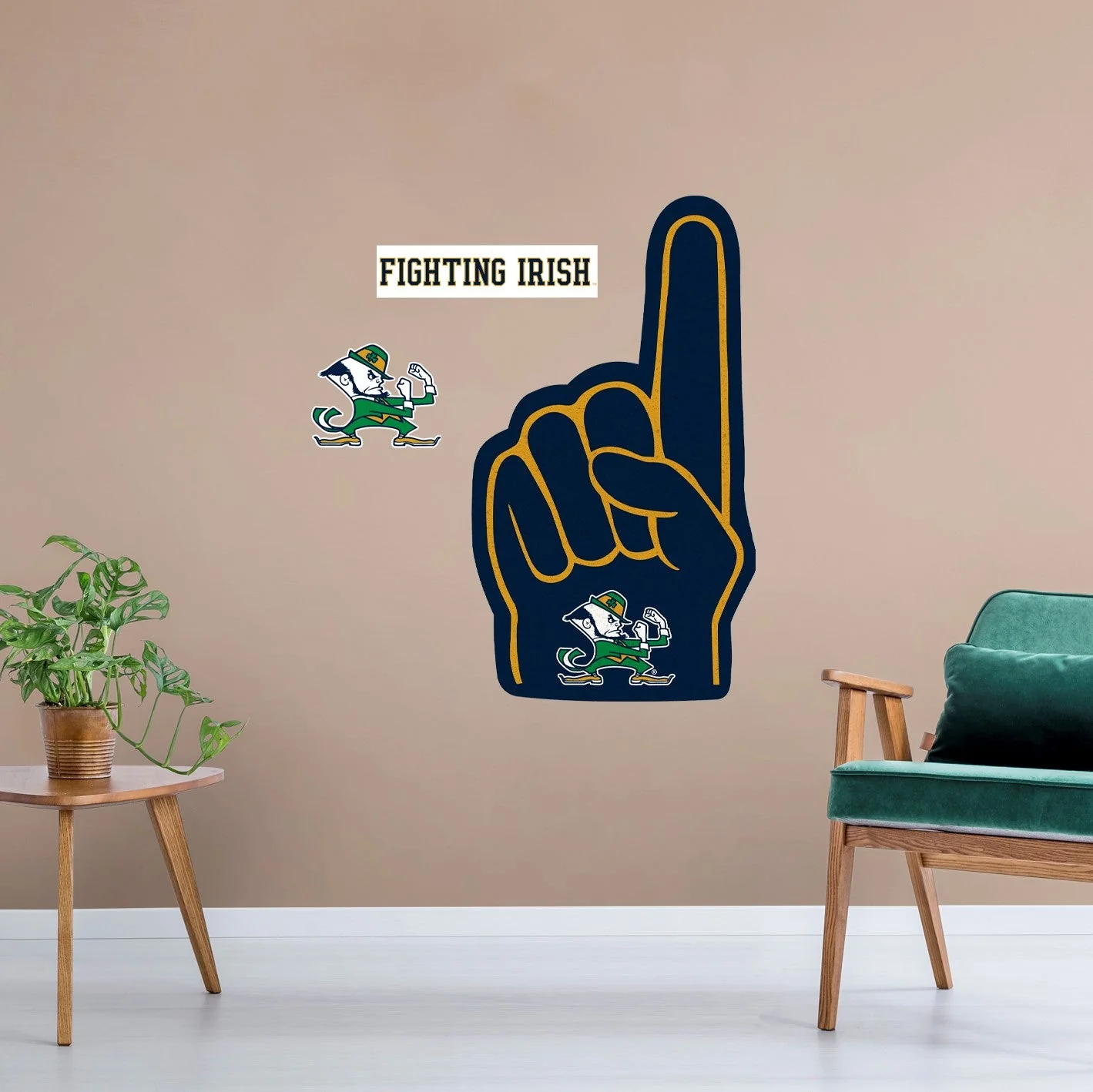 Notre Dame Fighting Irish - RealBig Leprechaun Foam Finger Collection - Official NCAA - Reusable Vinyl Wall Decals - Image 3