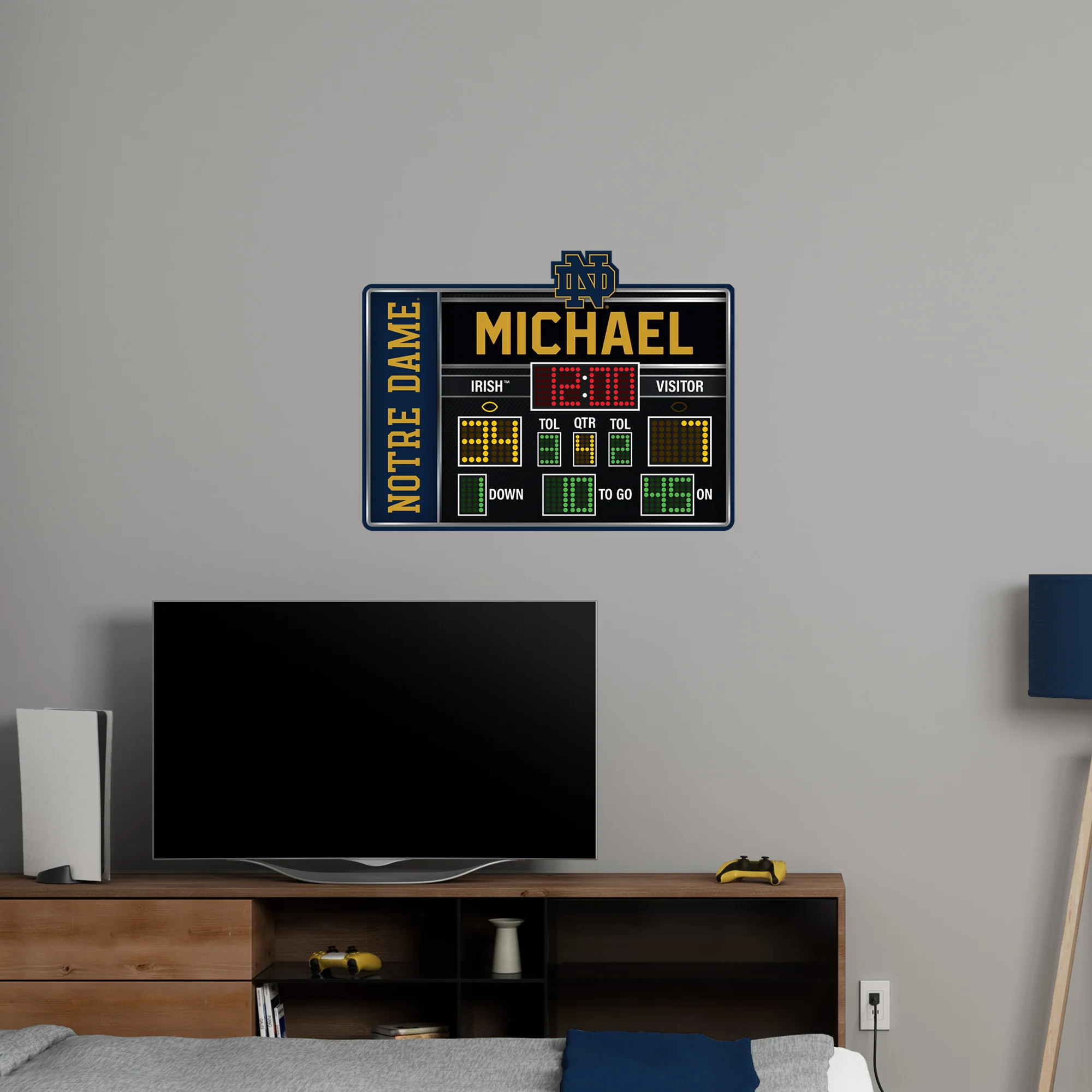 Notre Dame - Scoreboard Graphic - With Personalized Name - Official NCAA - Reusable Vinyl Wall Decal - Image 4