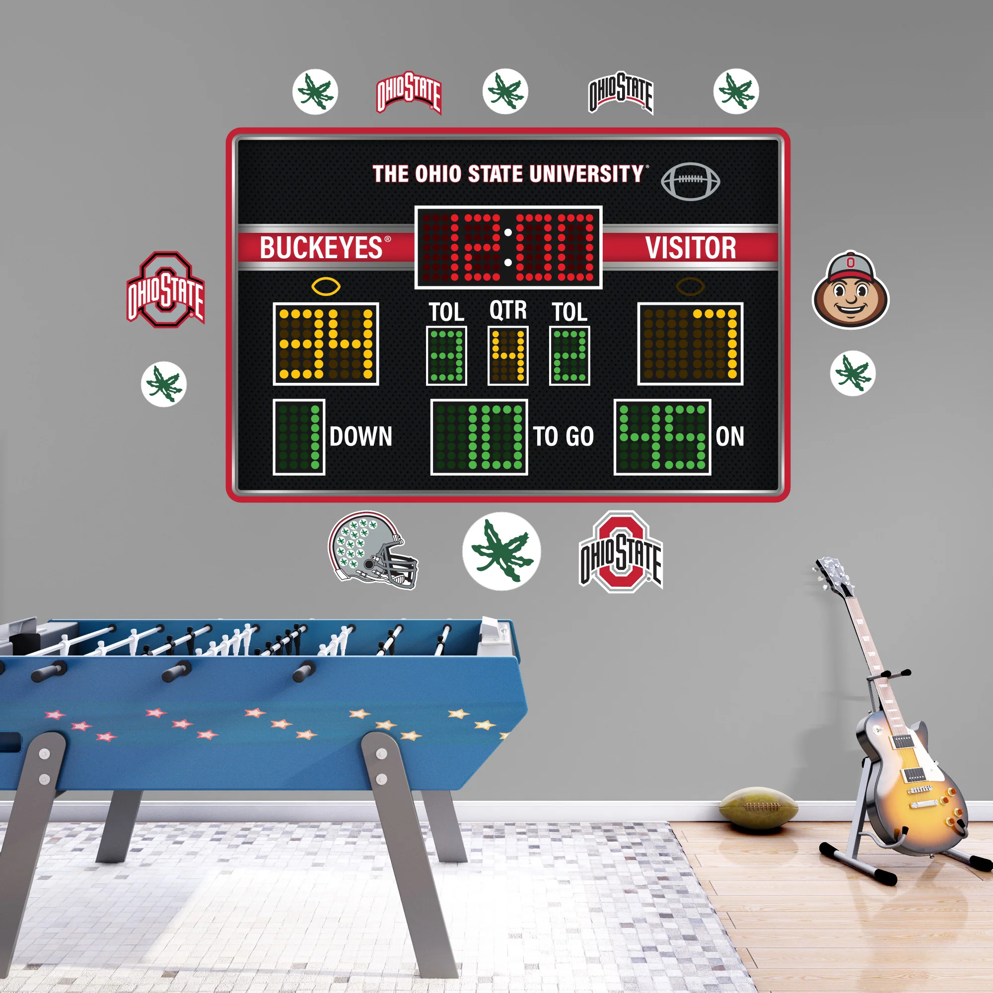 Ohio State Buckeyes - RealBig Football Scoreboard Collection - Official NCAA - Reusable Vinyl Wall Decals
