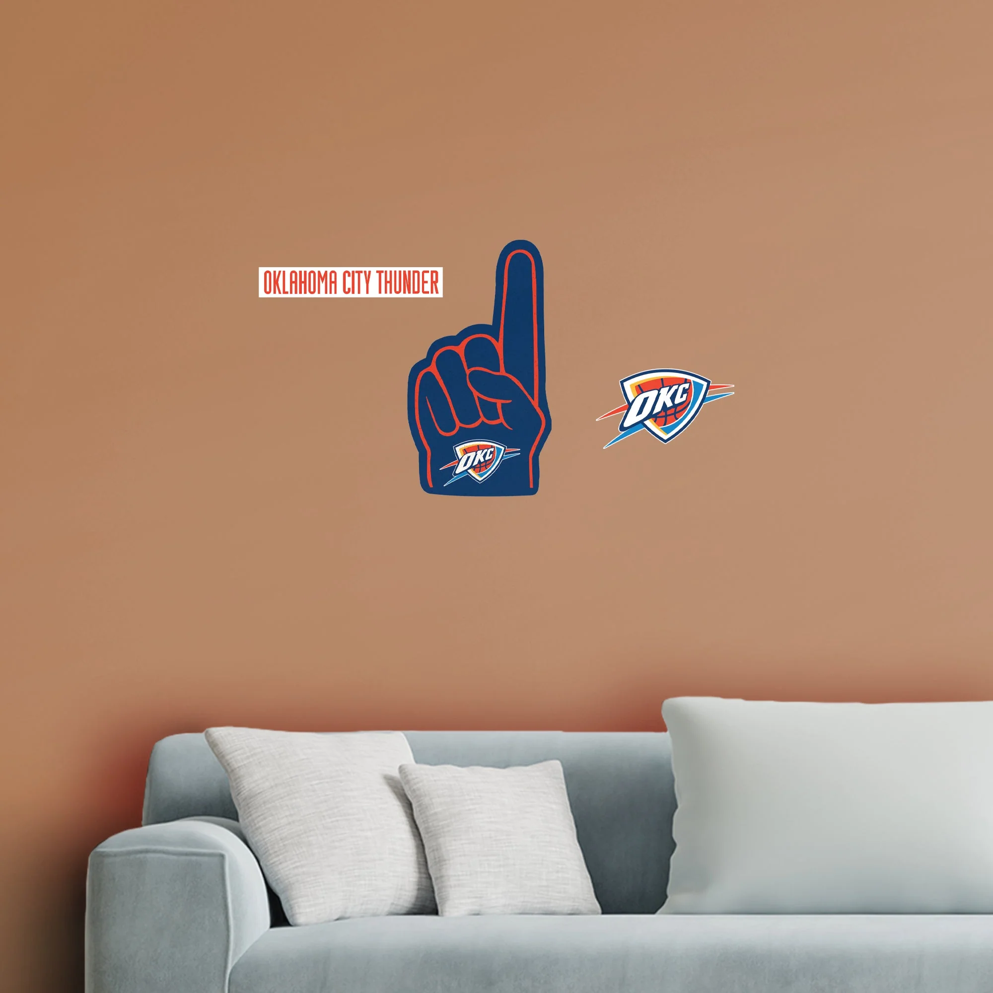 Oklahoma City Thunder - RealBig Foam Finger Collection - Official NBA - Reusable Vinyl Wall Decals - Image 4